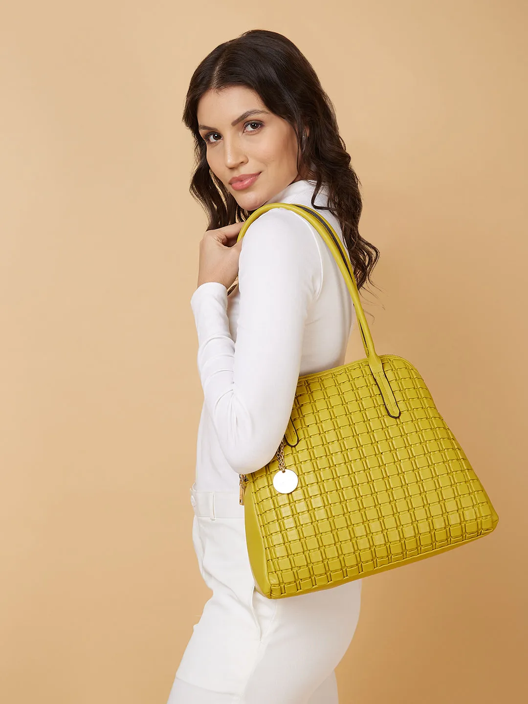 Caprese Havana Large Pastel Yellow Satchel Bag