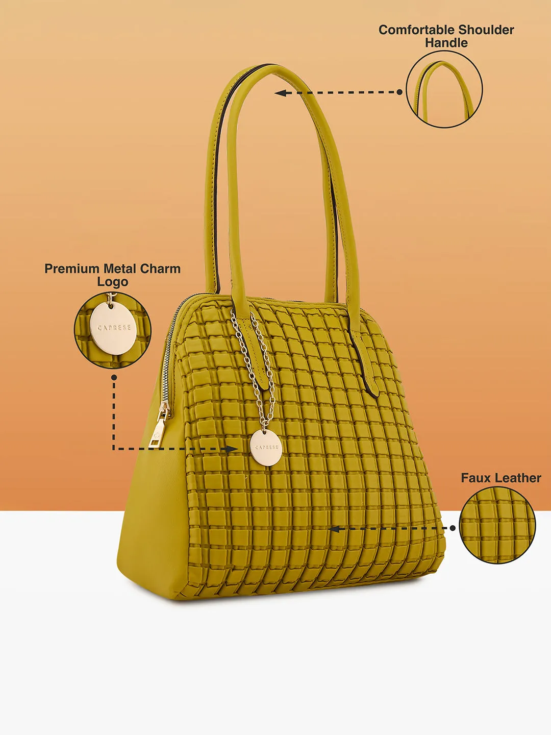 Caprese Havana Large Pastel Yellow Satchel Bag