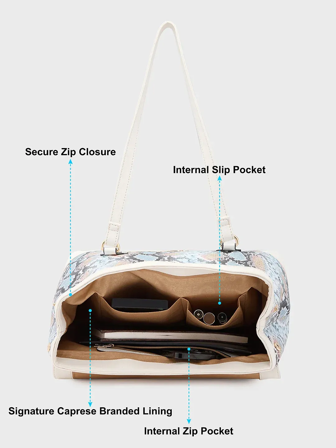Caprese Vittoria Large Off White Satchel Bag