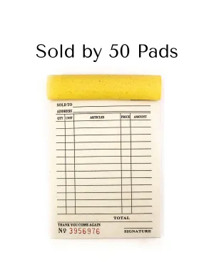 Carbonless Receipt Pad Sold To | 50pads 1/2