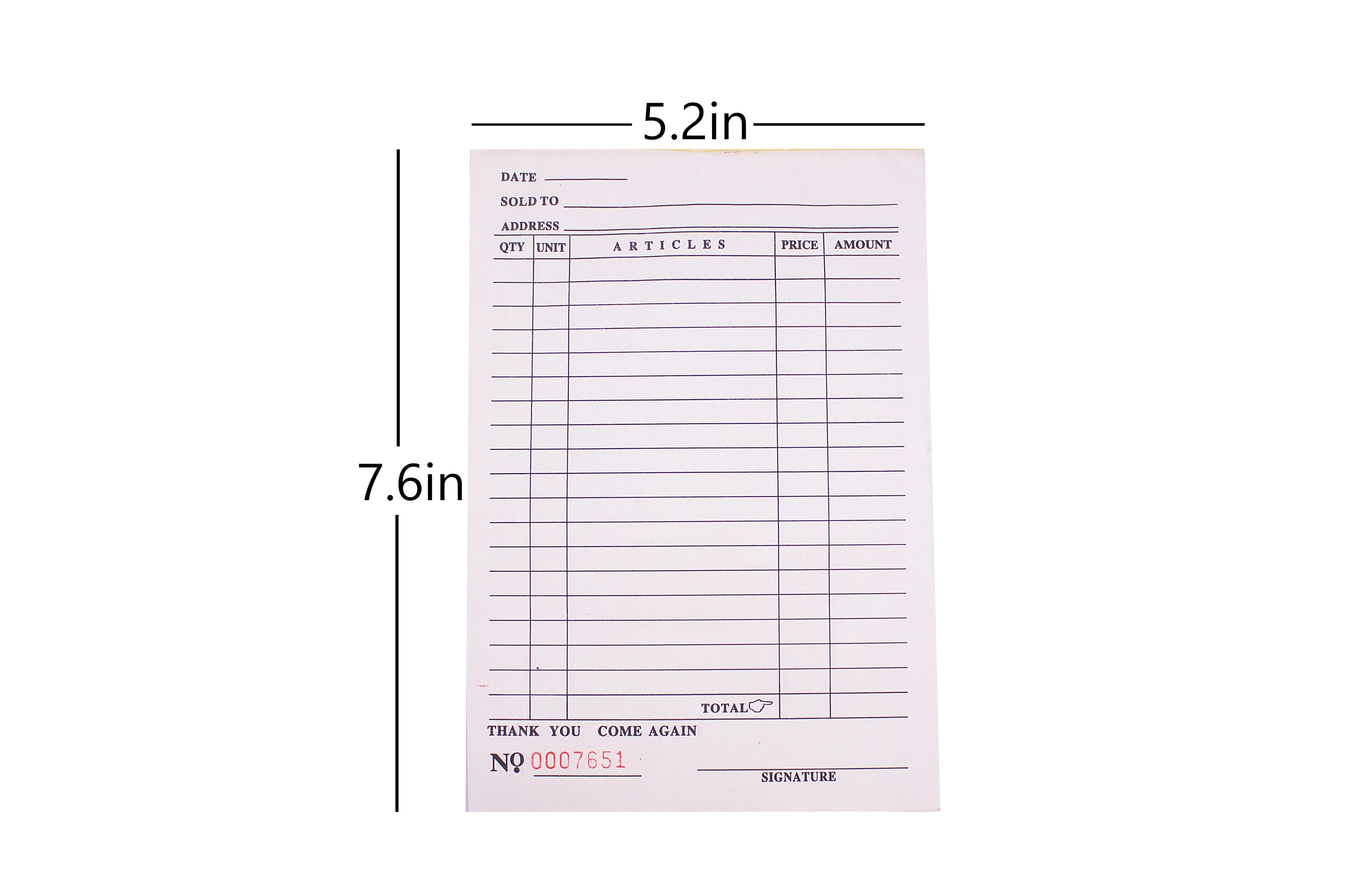 Carbonless Receipt Pad Sold To | 50pads 1/2