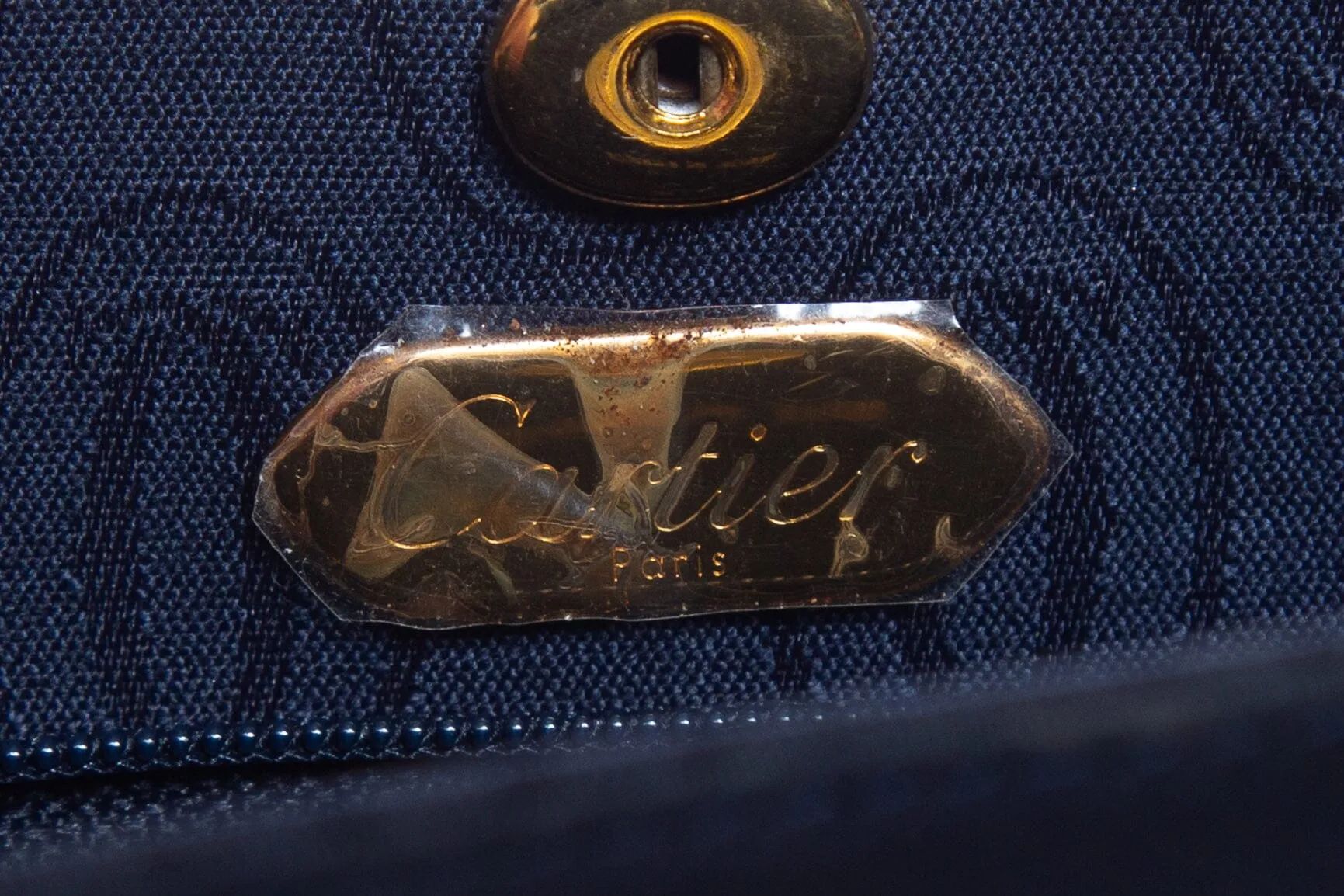 Cartier Vintage Navy Silk Scarf Mini Shoulder Evening Bag