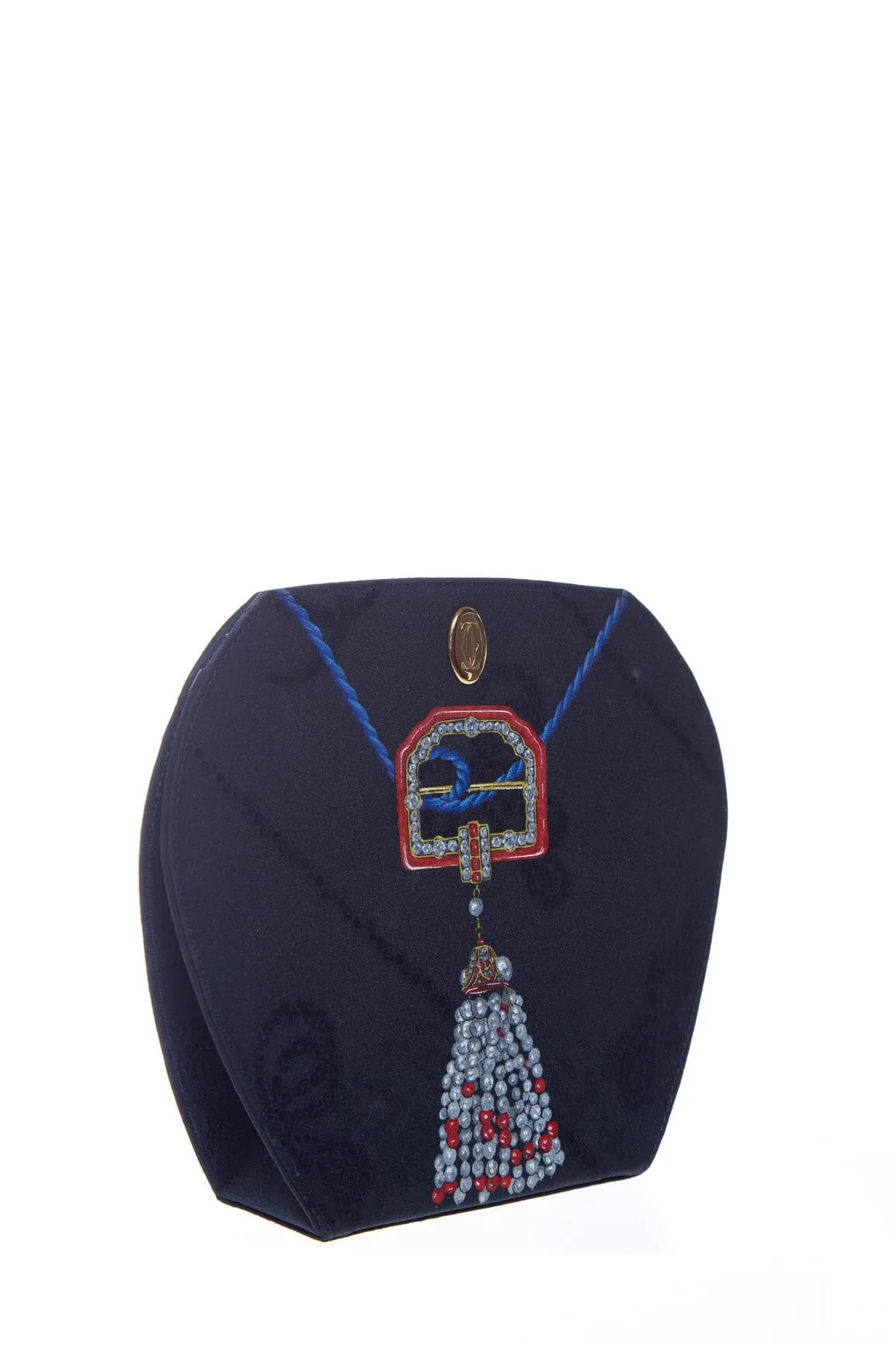 Cartier Vintage Navy Silk Scarf Mini Shoulder Evening Bag