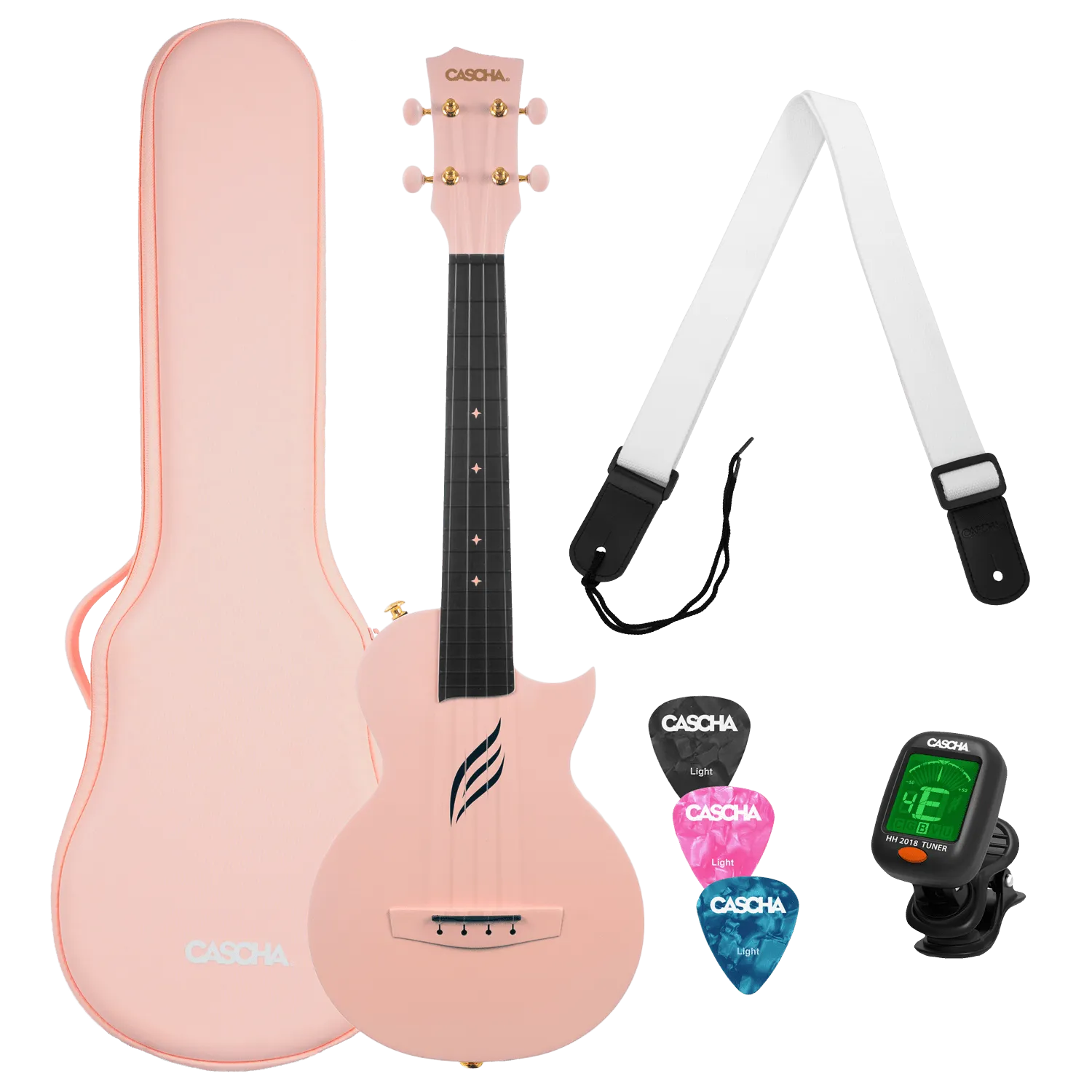 Cascha Carbon Fibre Ukulele Set Pink