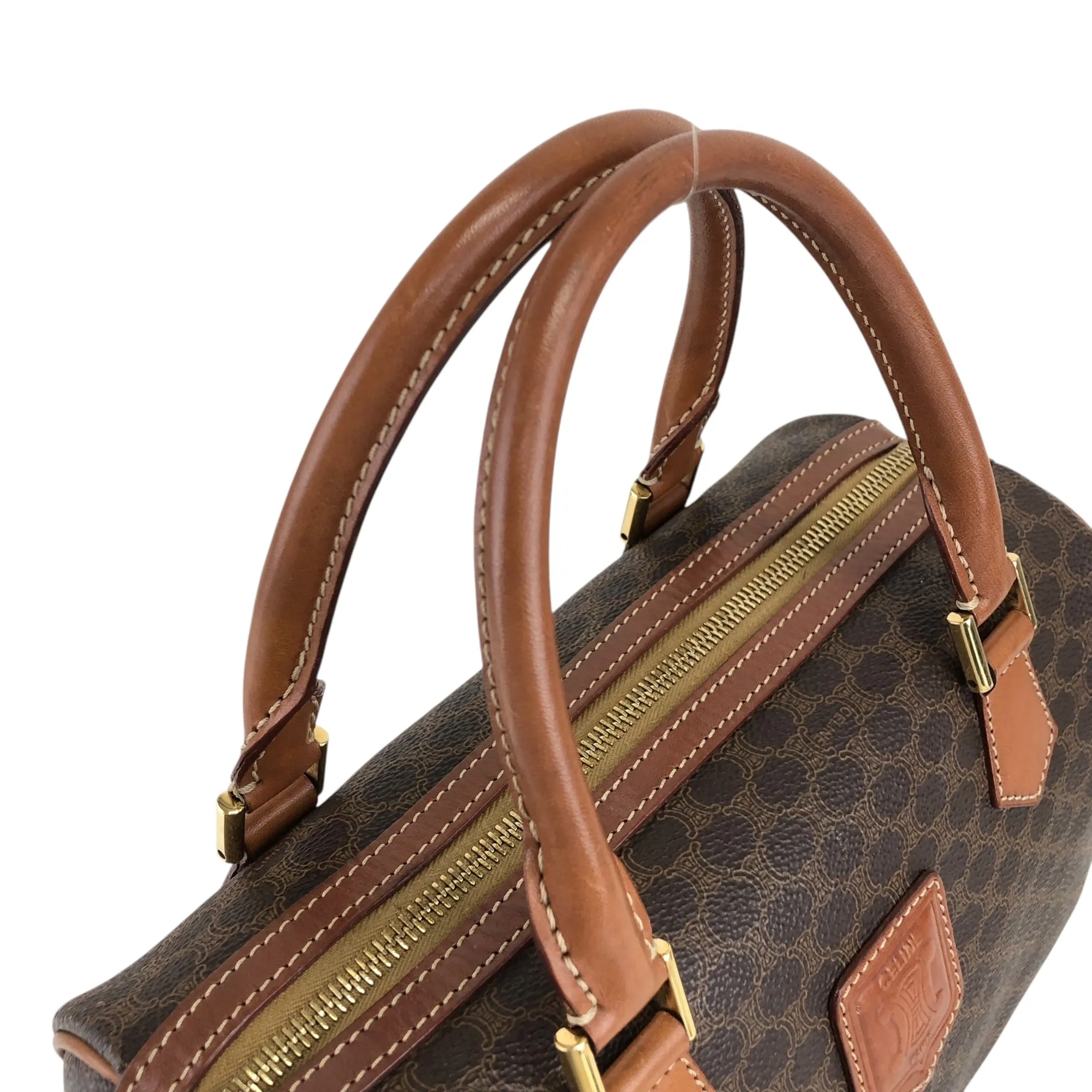 CELINE Macadam Blason Handbag Boston bag Brown Vintage 5btbte