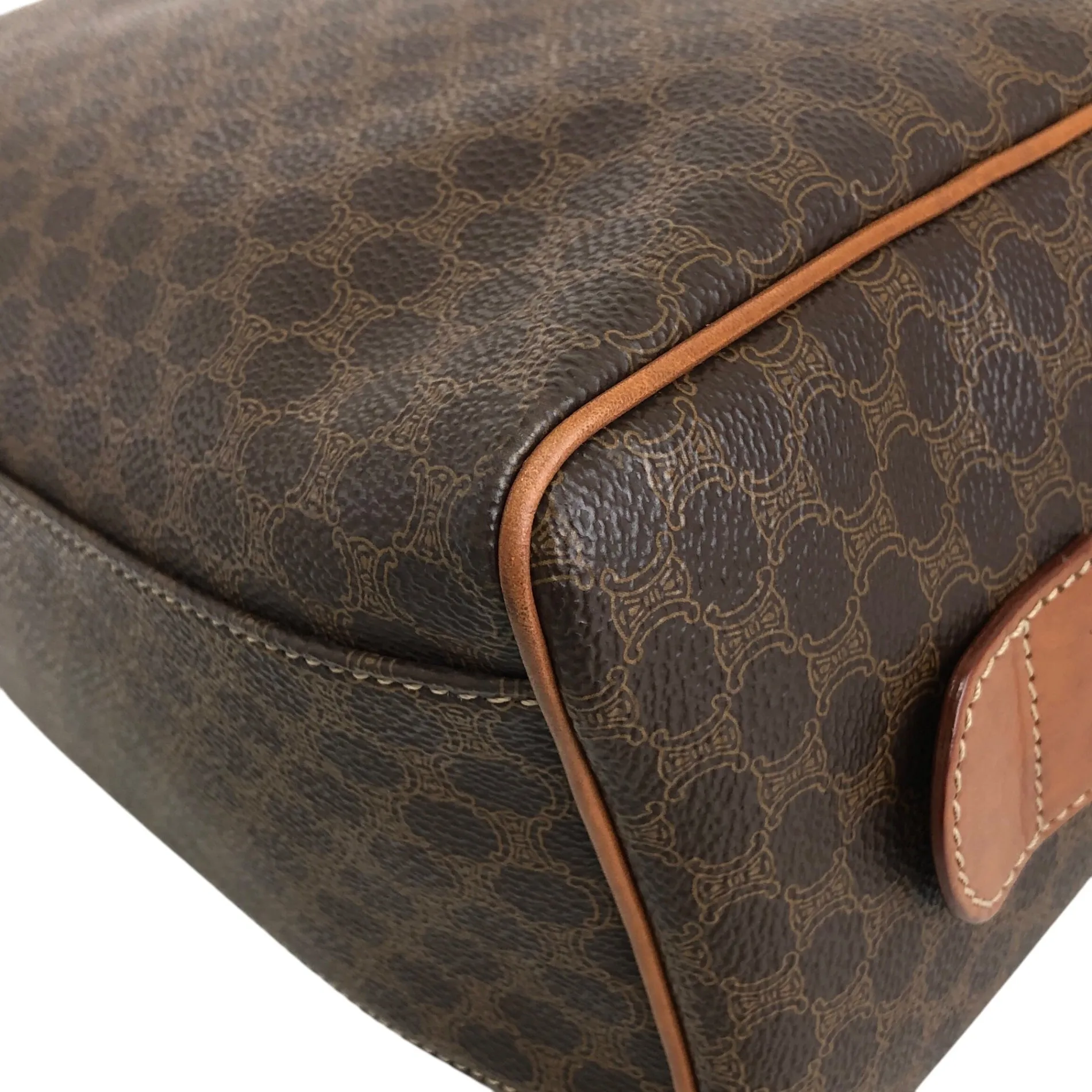CELINE Macadam Blason Handbag Boston bag Brown Vintage 5btbte