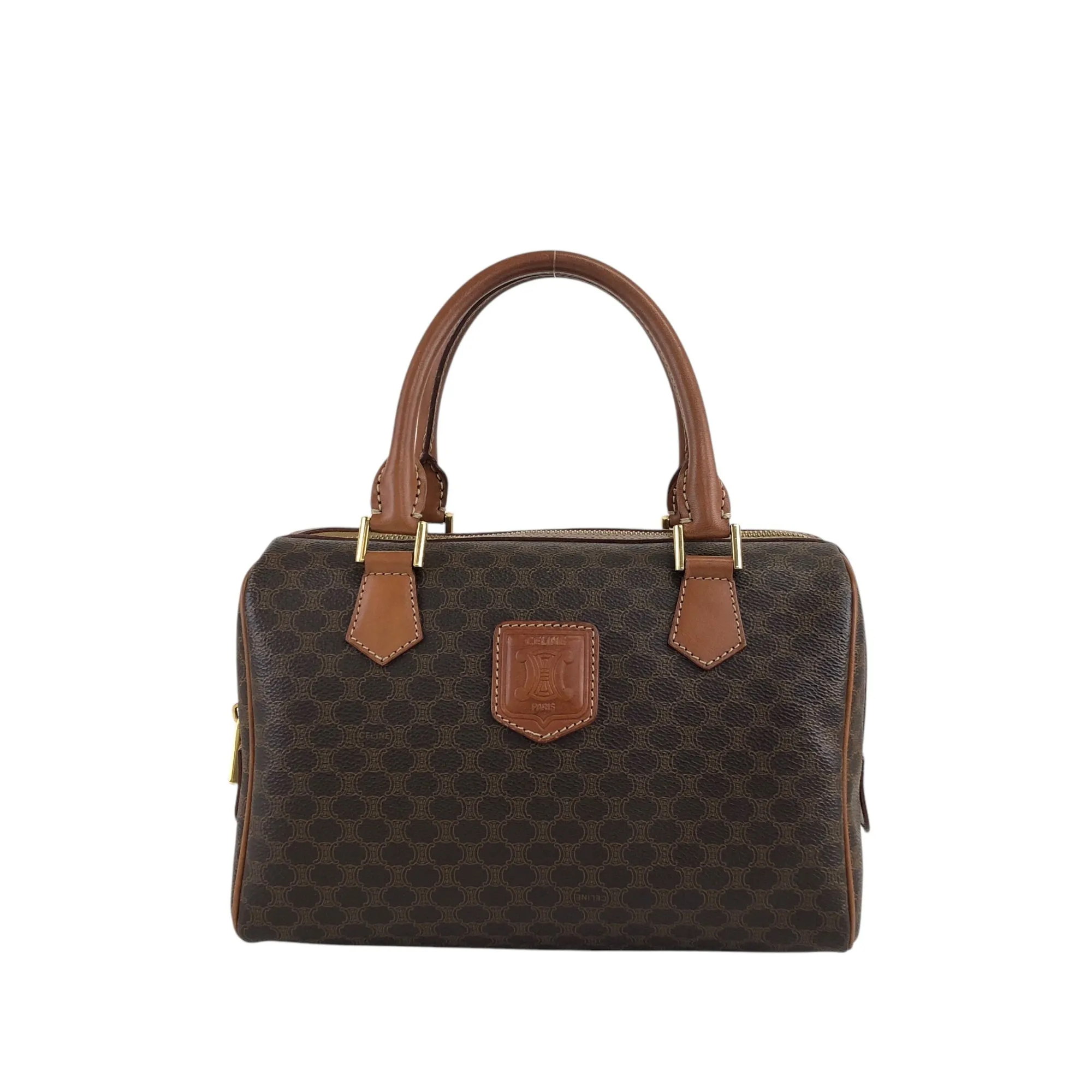 CELINE Macadam Blason Handbag Boston bag Brown Vintage 5btbte