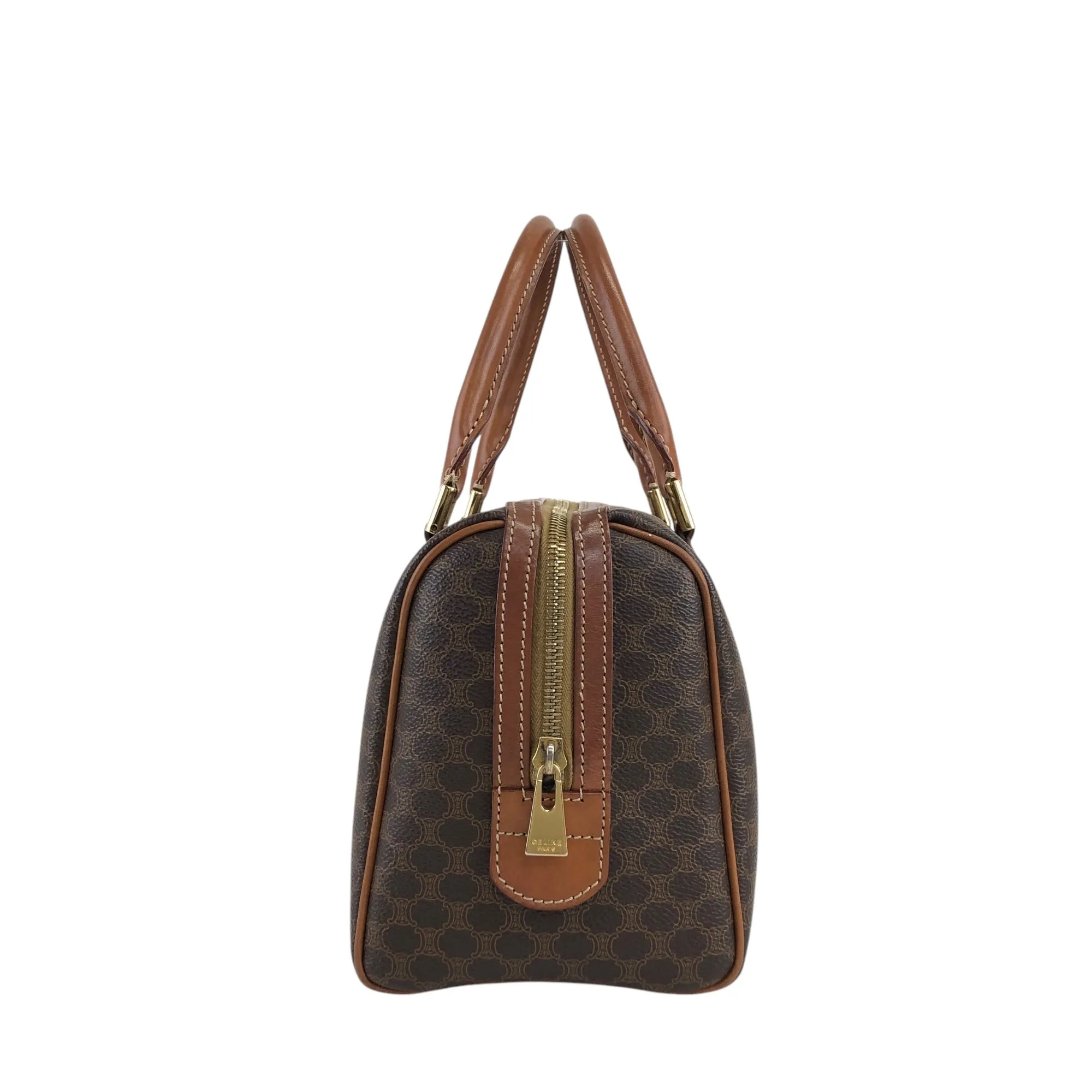 CELINE Macadam Blason Handbag Boston bag Brown Vintage 5btbte