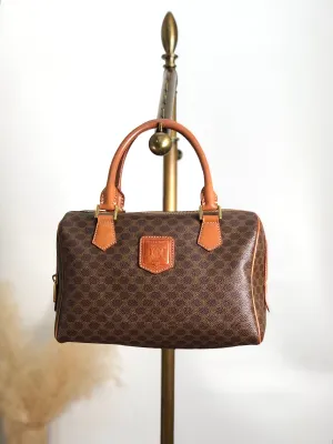 CELINE Macadam Blason Handbag Boston bag Brown Vintage 5btbte