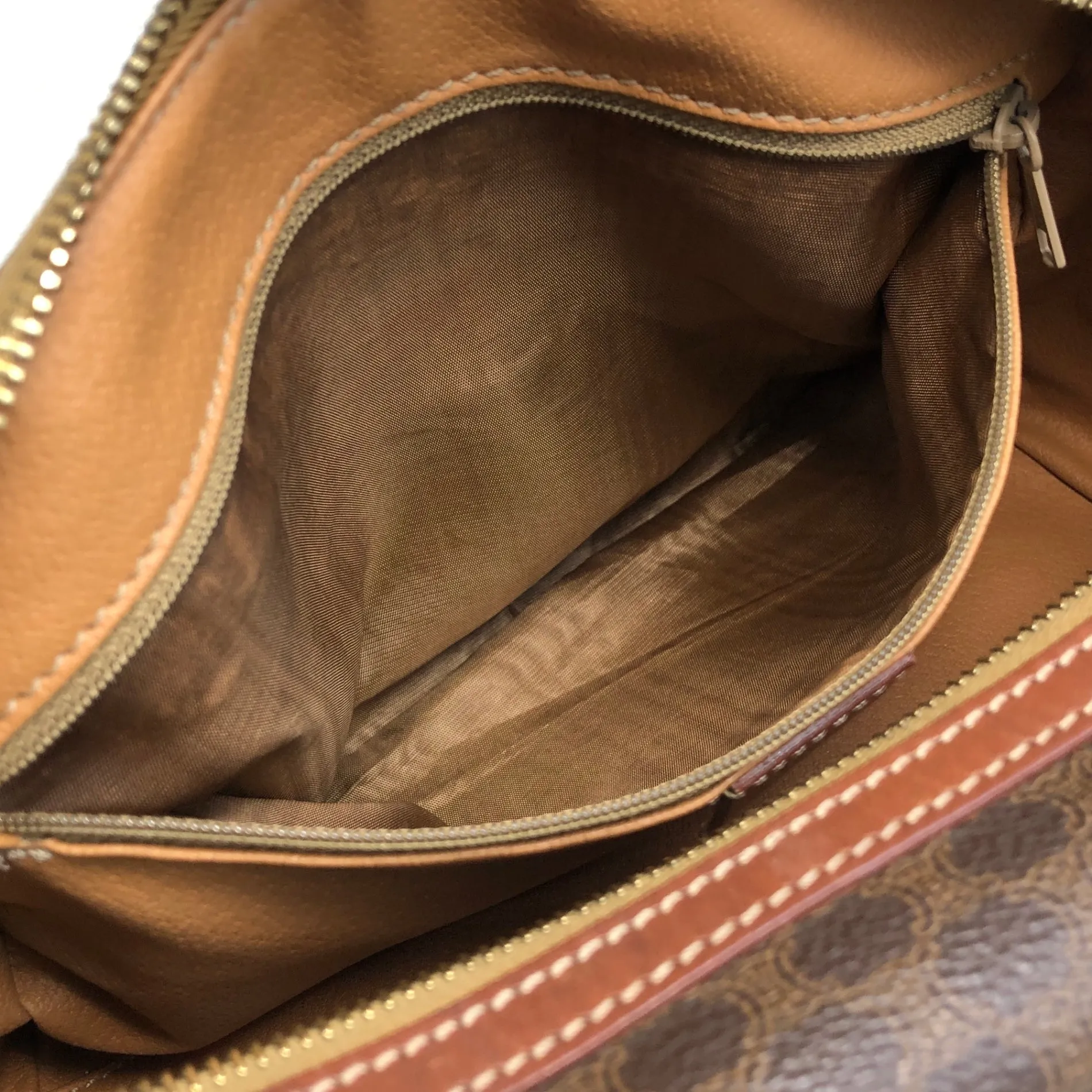 CELINE Macadam Blason Handbag Boston bag Brown Vintage 5btbte