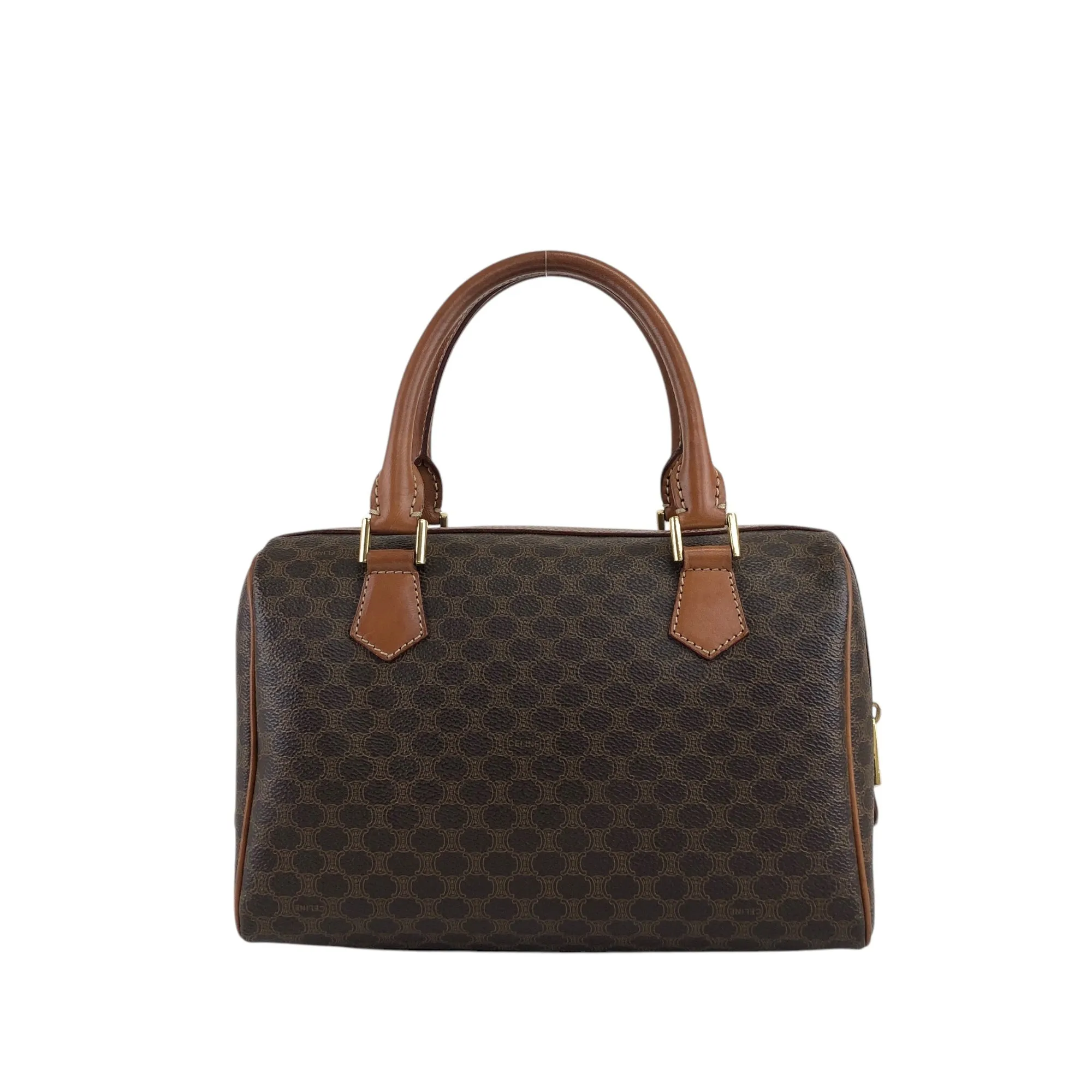 CELINE Macadam Blason Handbag Boston bag Brown Vintage 5btbte