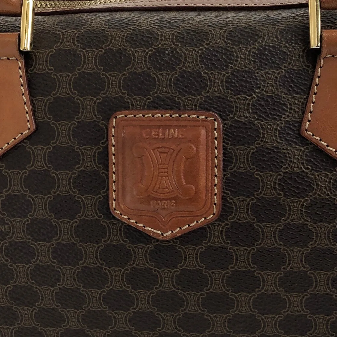 CELINE Macadam Blason Handbag Boston bag Brown Vintage 5btbte