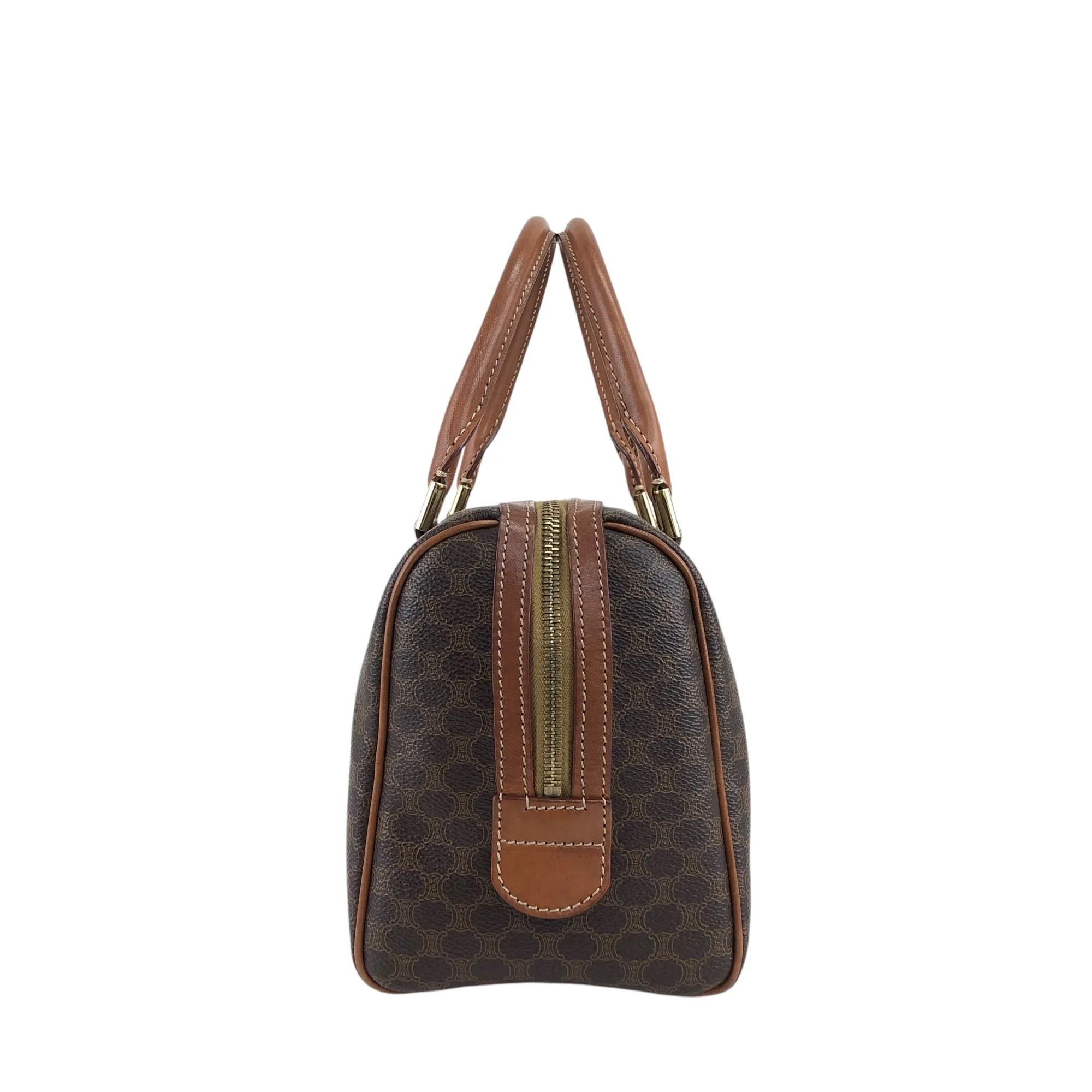 CELINE Macadam Blason Handbag Boston bag Brown Vintage 5btbte