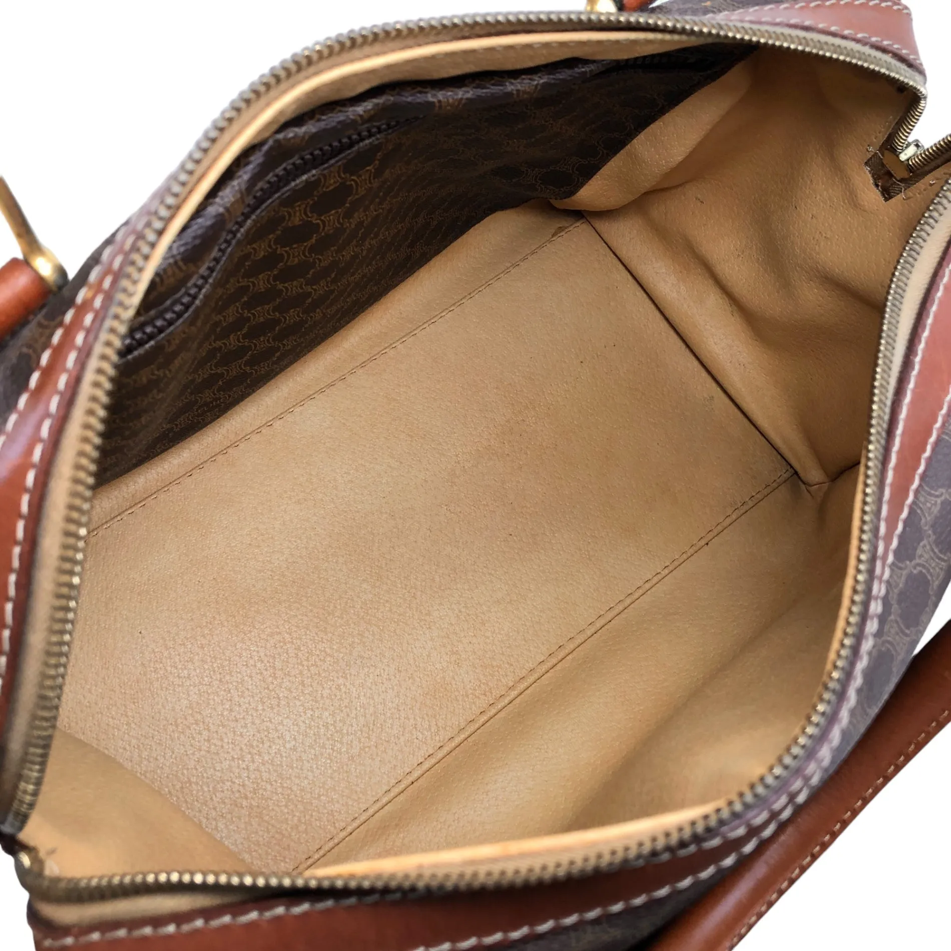 CELINE Macadam Blason Handbag Boston bag Brown Vintage imb8j6