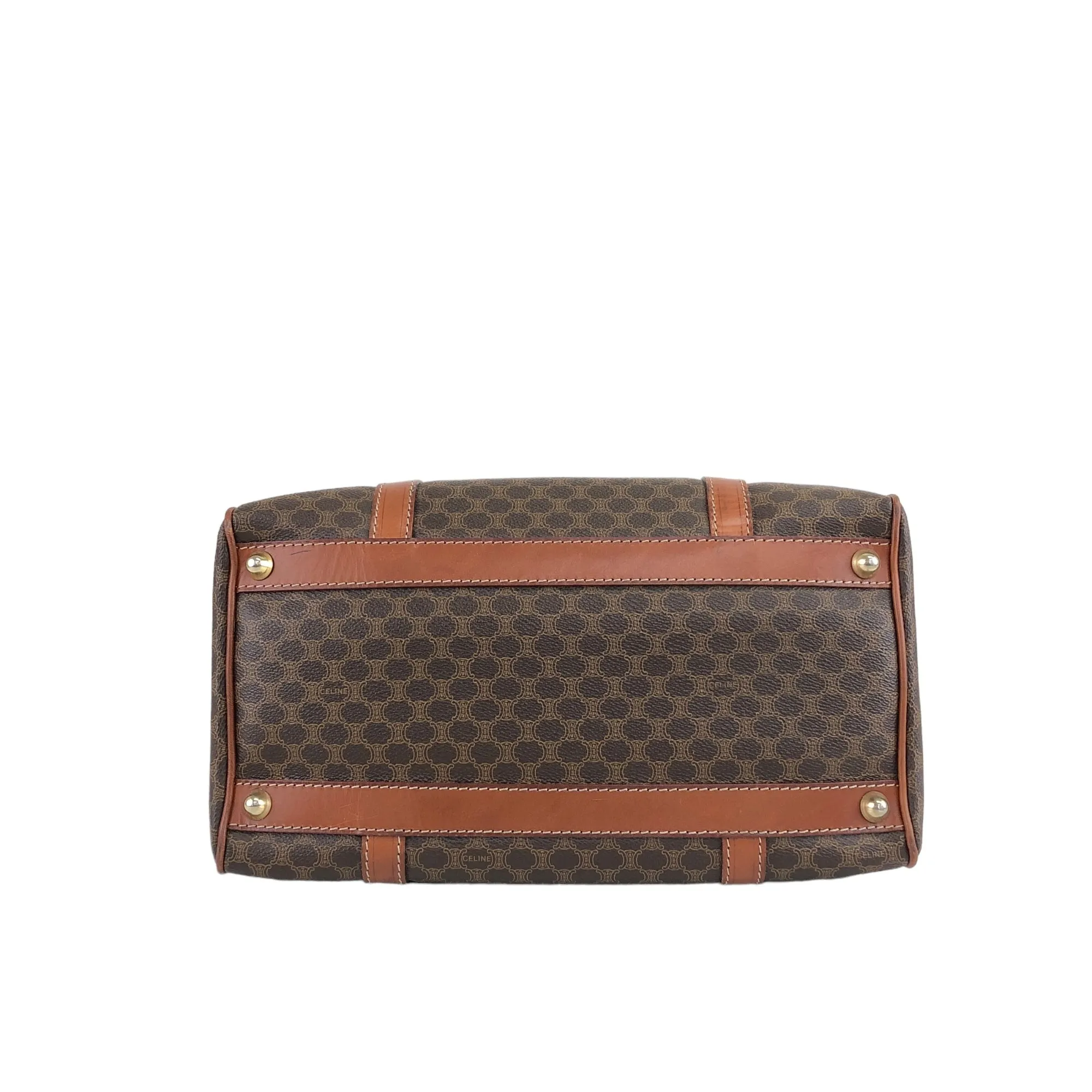 CELINE Macadam Blason Handbag Boston bag Brown Vintage imb8j6