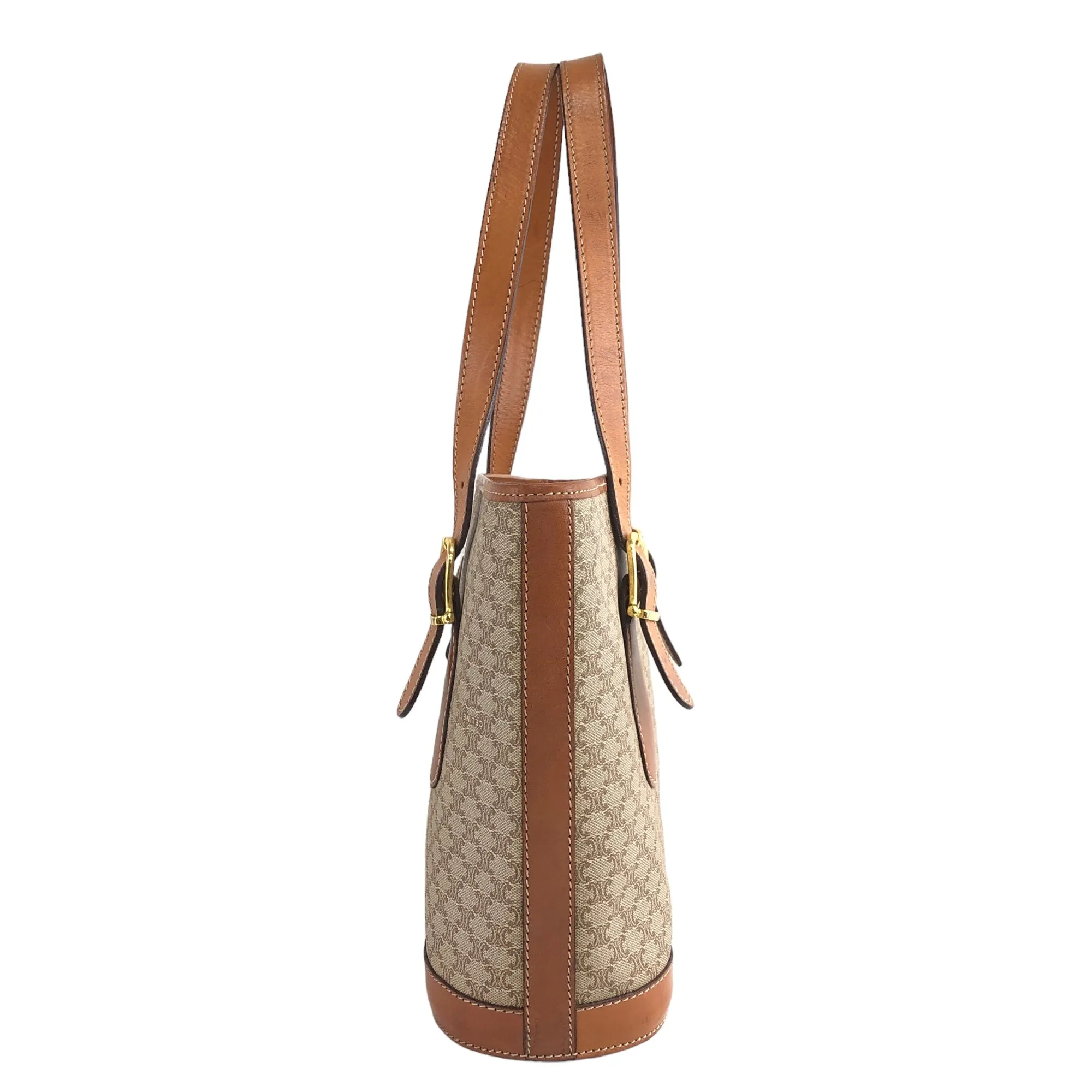 CELINE Macadam Blason Handbag Totebag Beige Vintage w8rs8z