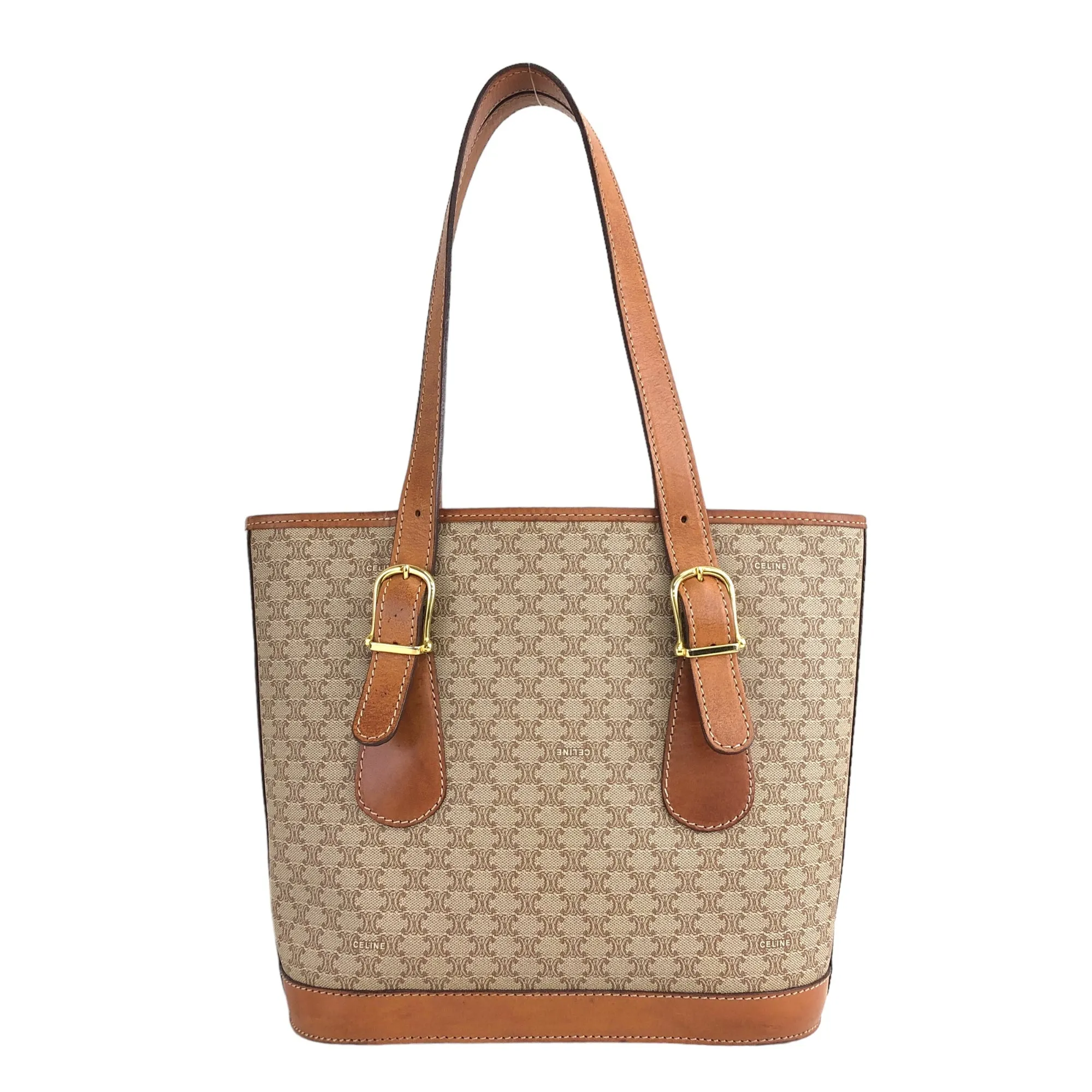 CELINE Macadam Blason Handbag Totebag Beige Vintage w8rs8z
