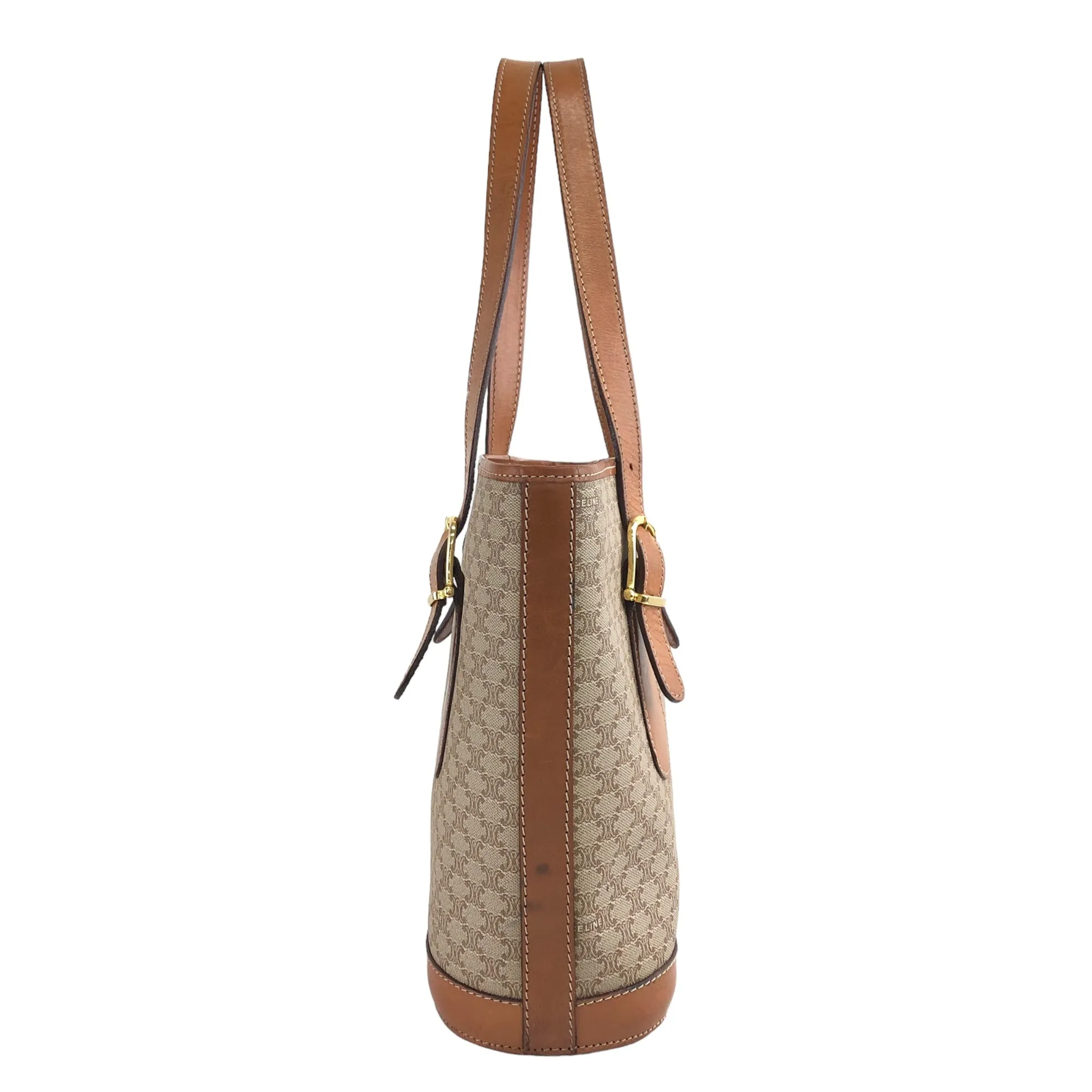 CELINE Macadam Blason Handbag Totebag Beige Vintage w8rs8z