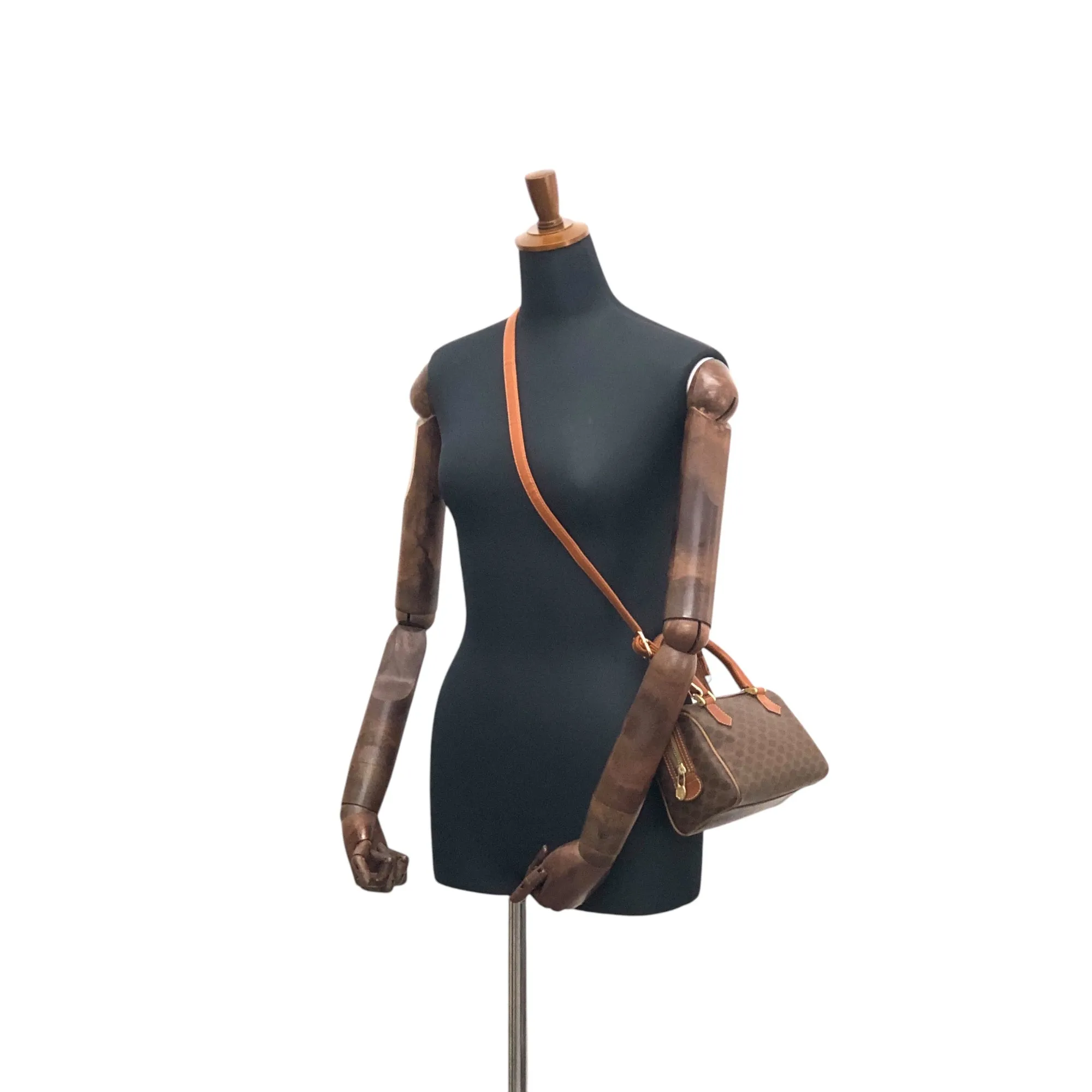 CELINE Macadam Two-way Handbag Shoulder bag Brown Vintage mncvkw