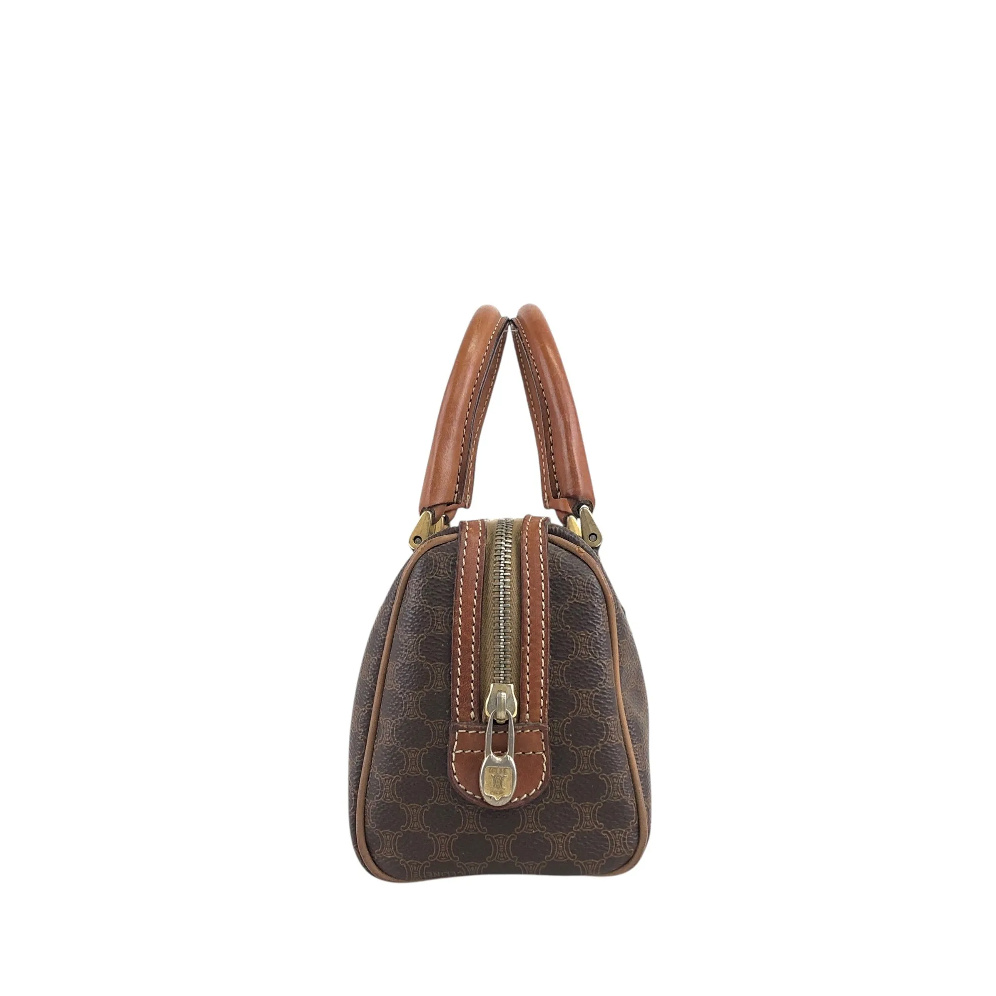 CELINE Macadam Two-way Handbag Shoulder bag Brown Vintage mncvkw