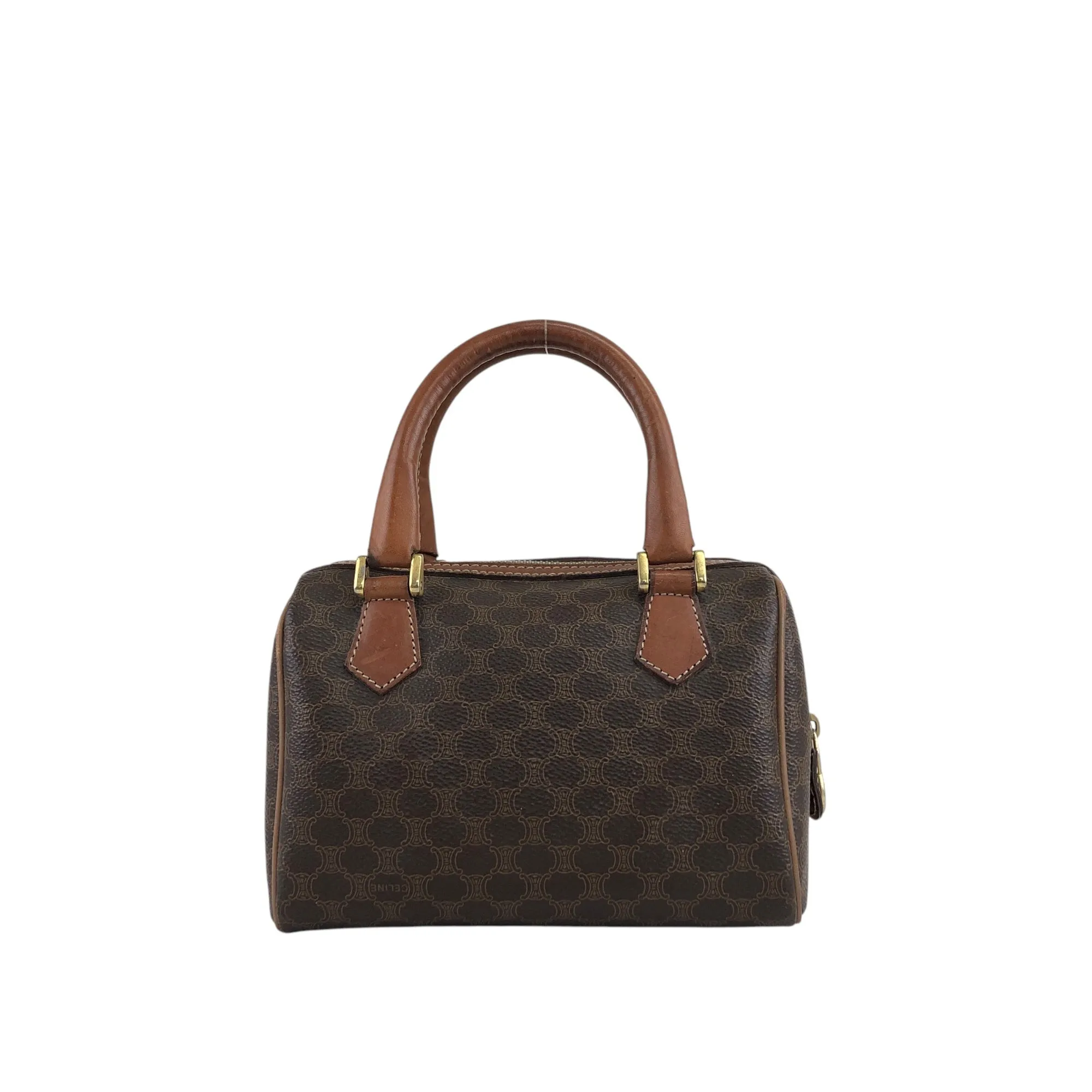 CELINE Macadam Two-way Handbag Shoulder bag Brown Vintage mncvkw