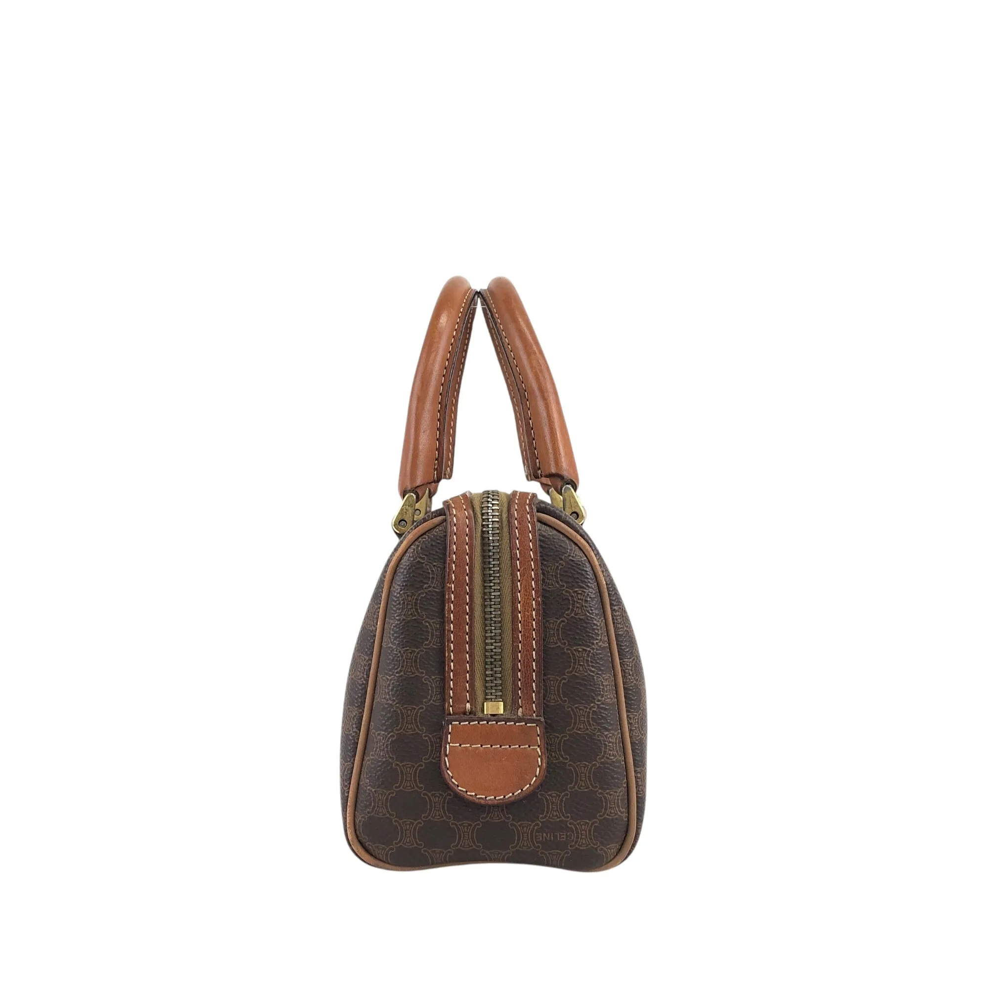 CELINE Macadam Two-way Handbag Shoulder bag Brown Vintage mncvkw