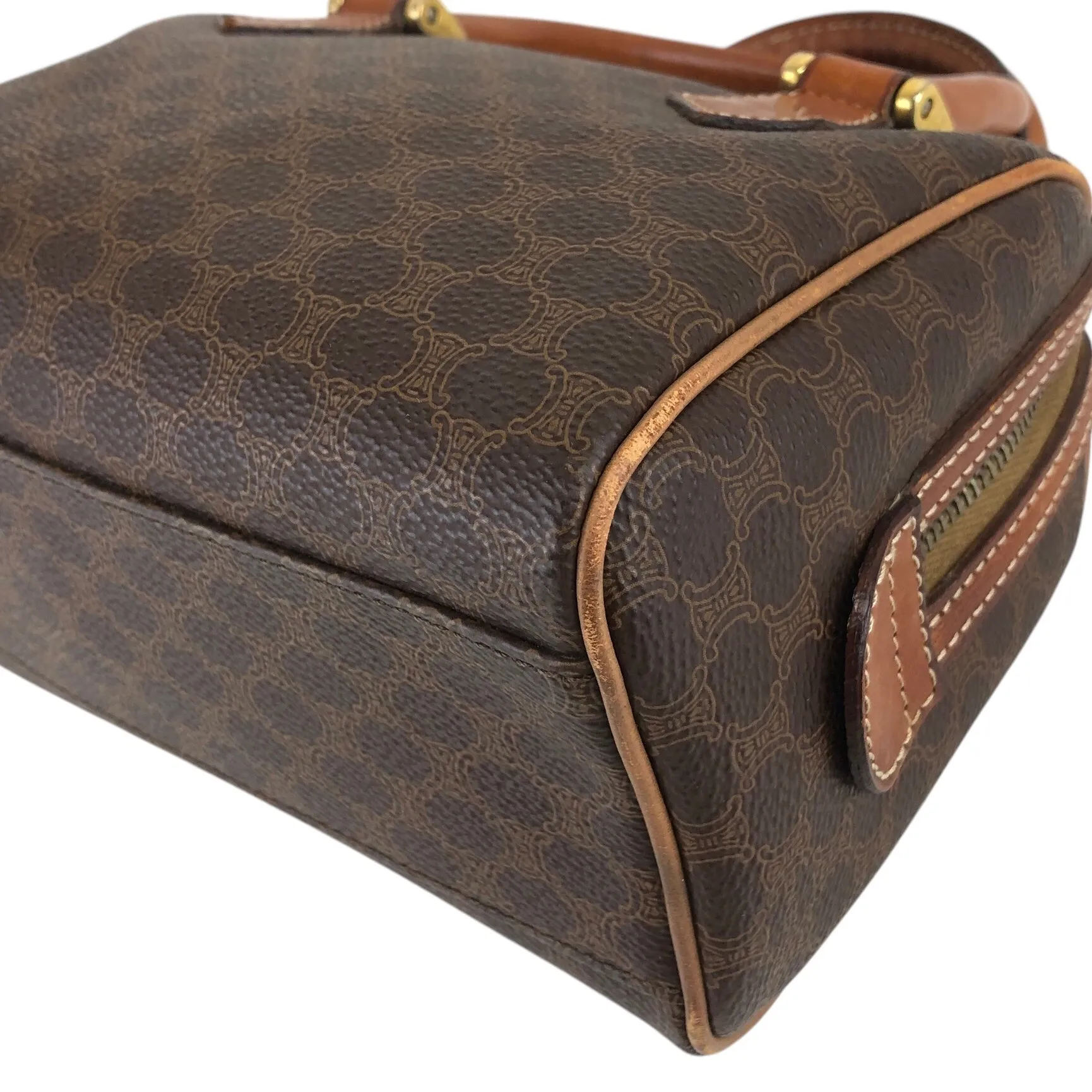 CELINE Macadam Two-way Handbag Shoulder bag Brown Vintage mncvkw