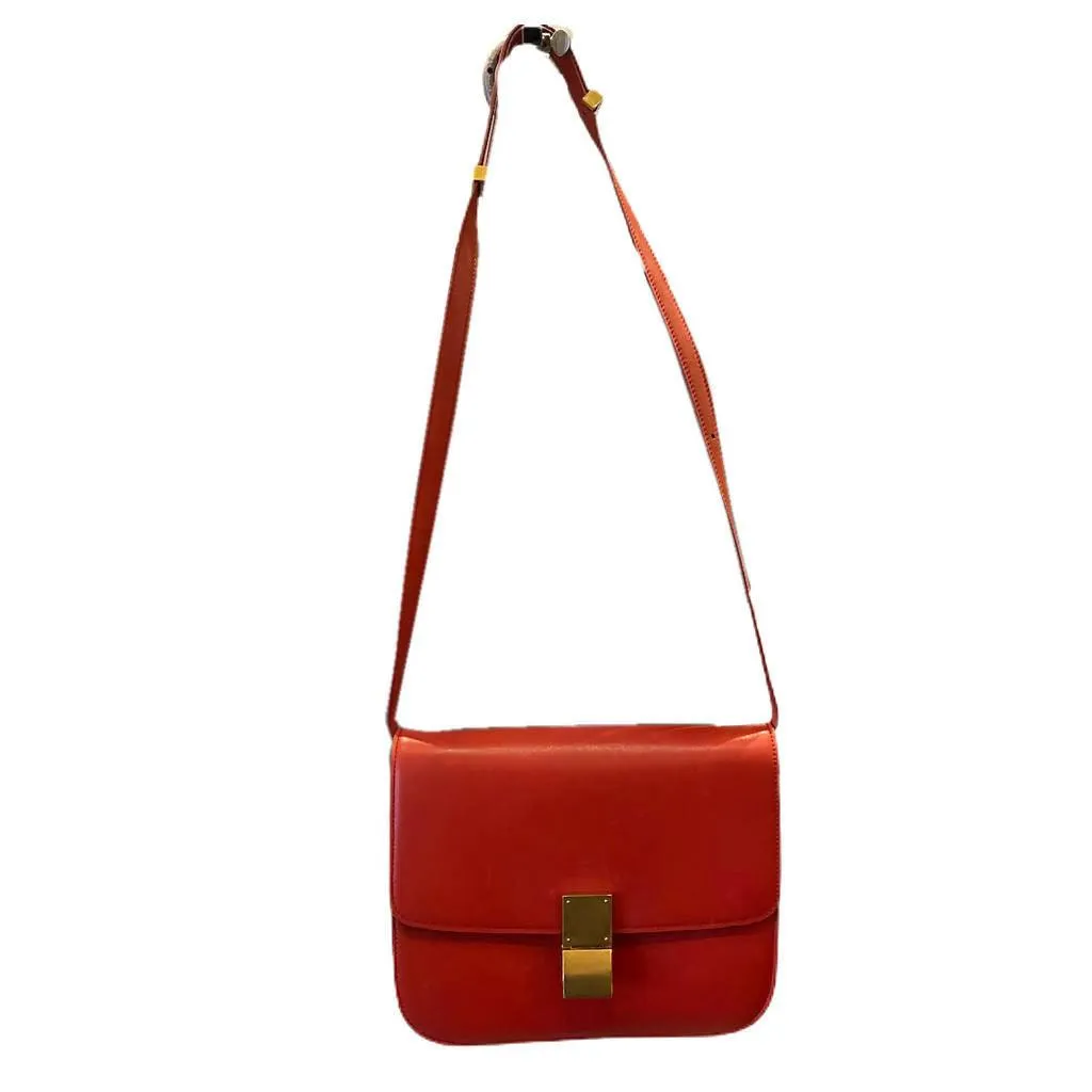 CELINE Red Handbag with Gold Detail