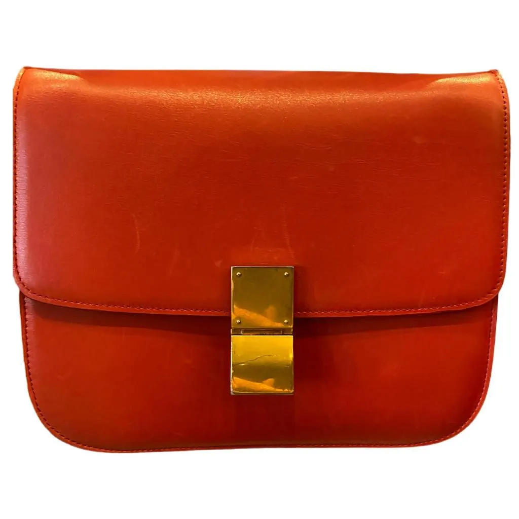 CELINE Red Handbag with Gold Detail