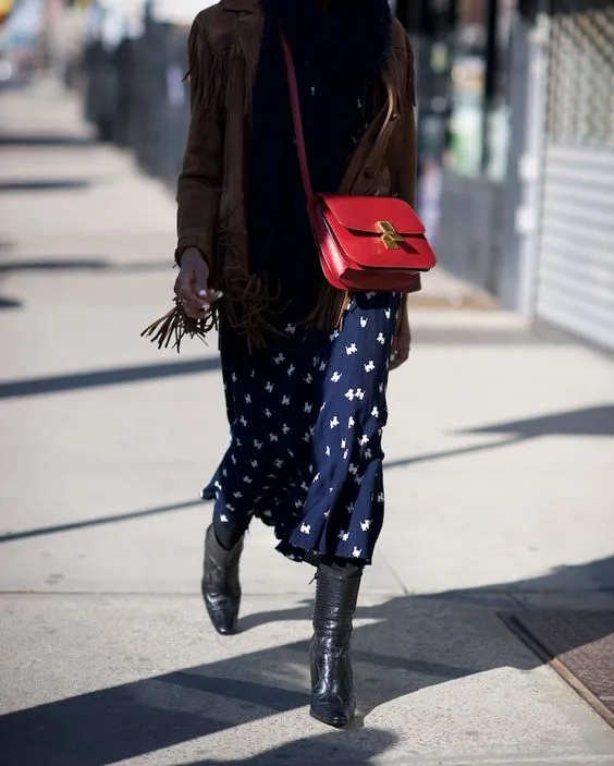 CELINE Red Handbag with Gold Detail