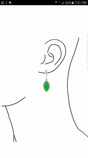 Certified Natural Jadeite Emerald A Jade HandCarved Pair of Leaf Jade Earrings with Gift Box