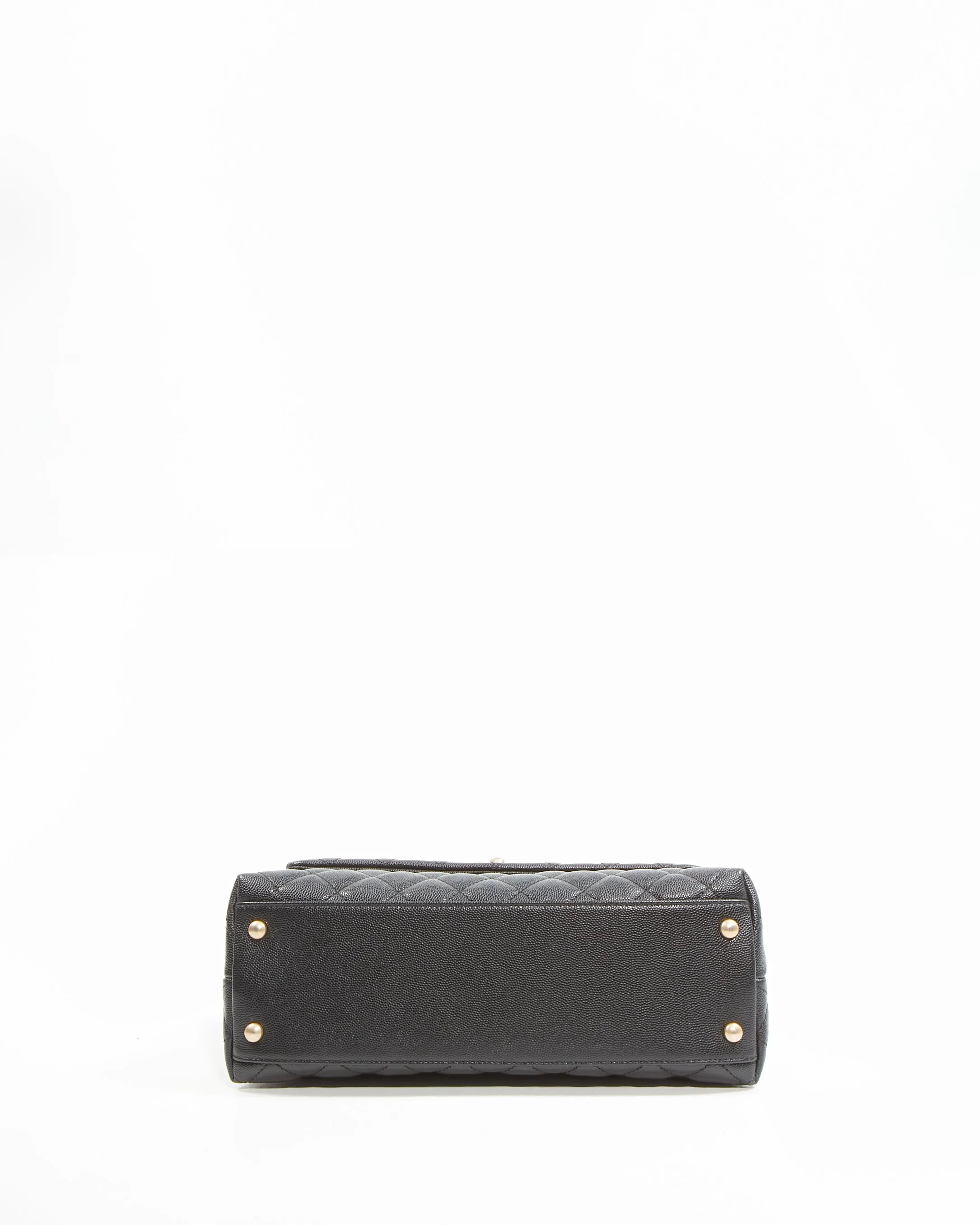 Chanel Black Caviar Medium Quilted Coco Handle Flap Bag