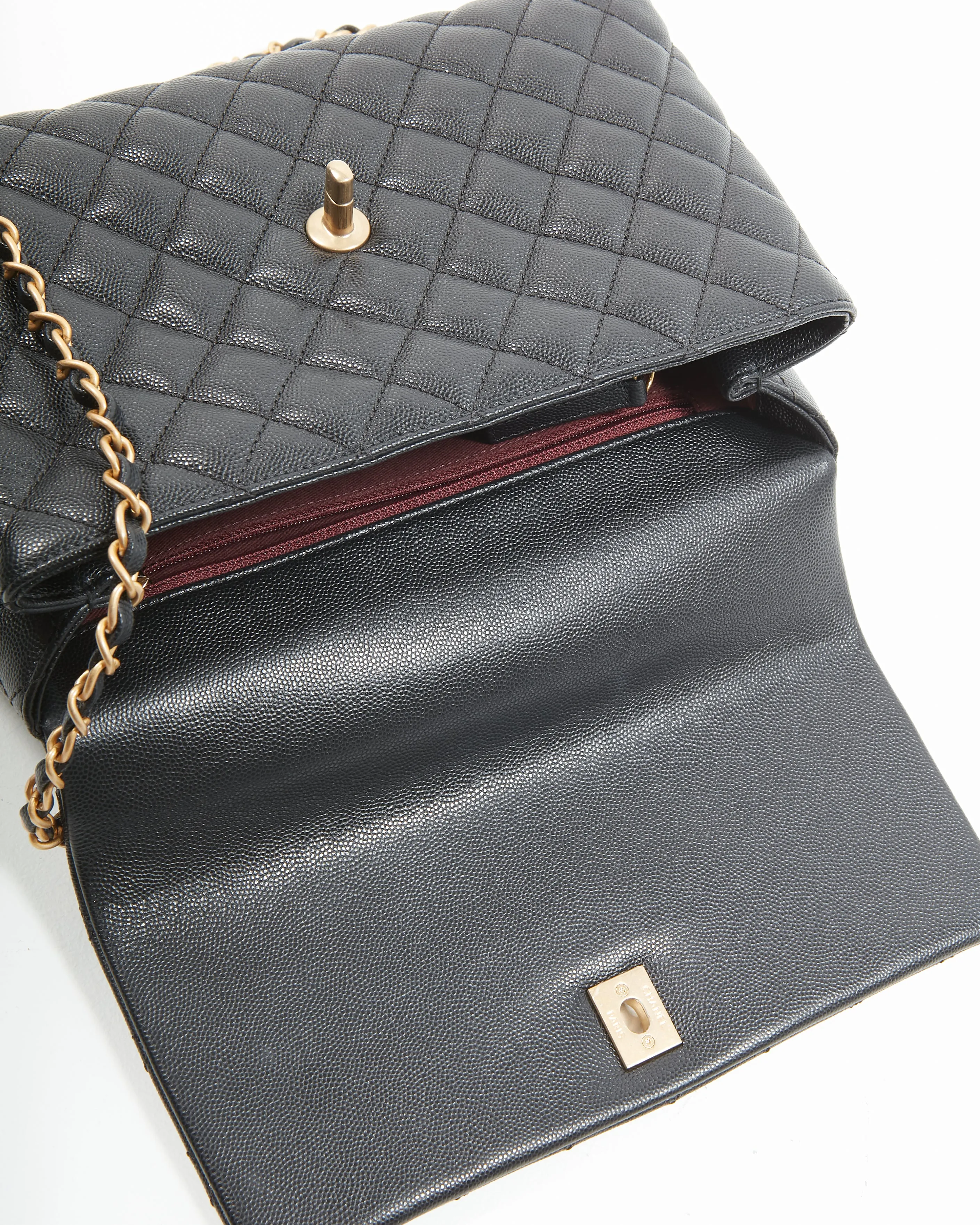 Chanel Black Caviar Medium Quilted Coco Handle Flap Bag
