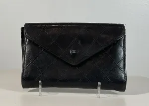 CHANEL Black Leather Quilted Wallet