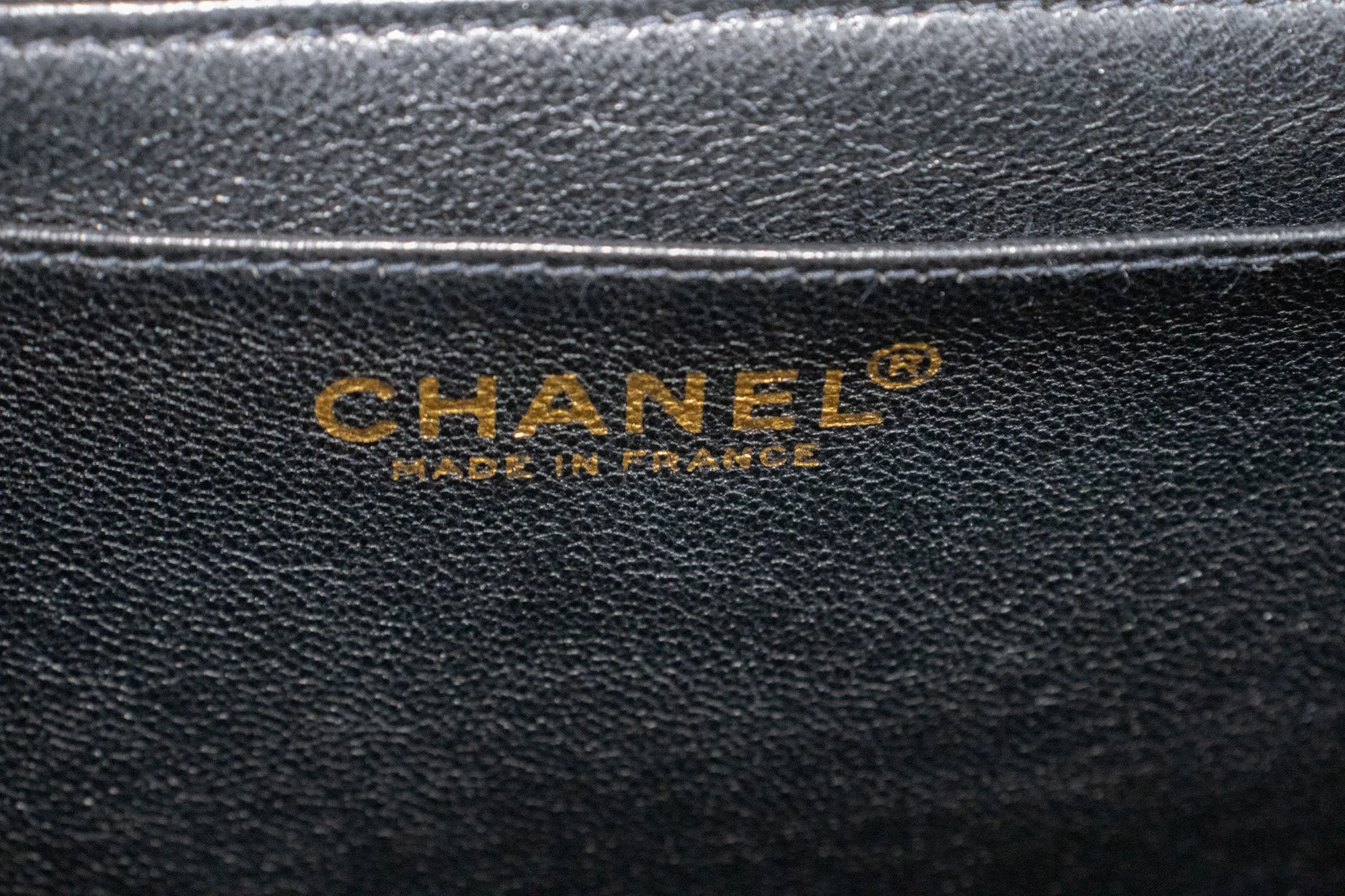 CHANEL Caviar Handbag Top Handle Bag Kelly Black Flap Leather Gold n63