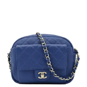 CHANEL CC Day Camera Small Caviar Leather Crossbody Bag Blue