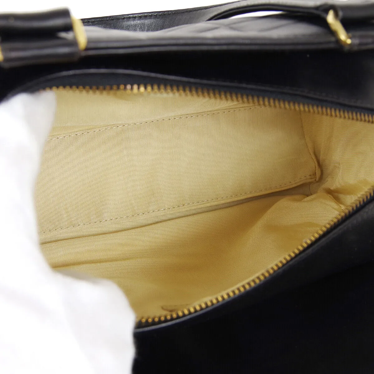 CHANEL Choco Bar CC Logos Handbag 7276265 Purse Black Leather  38685