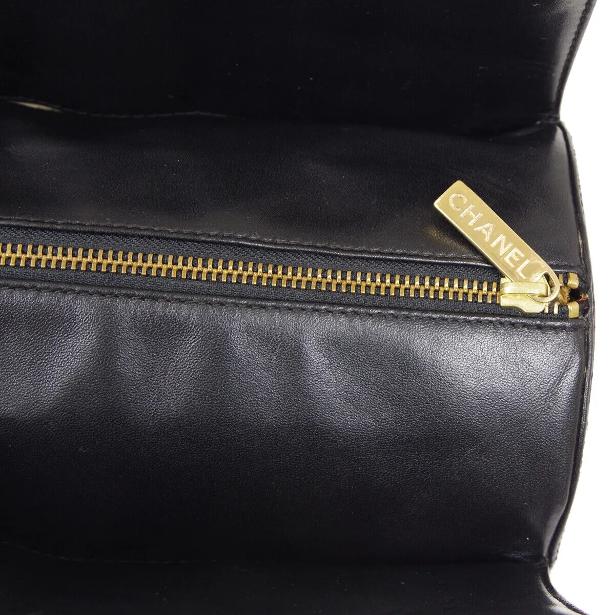 CHANEL Choco Bar CC Logos Handbag 7276265 Purse Black Leather  38685