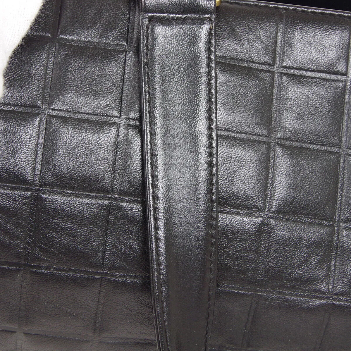 CHANEL Choco Bar CC Logos Handbag 7276265 Purse Black Leather  38685