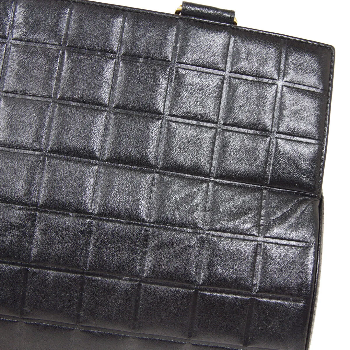 CHANEL Choco Bar CC Logos Handbag 7276265 Purse Black Leather  38685