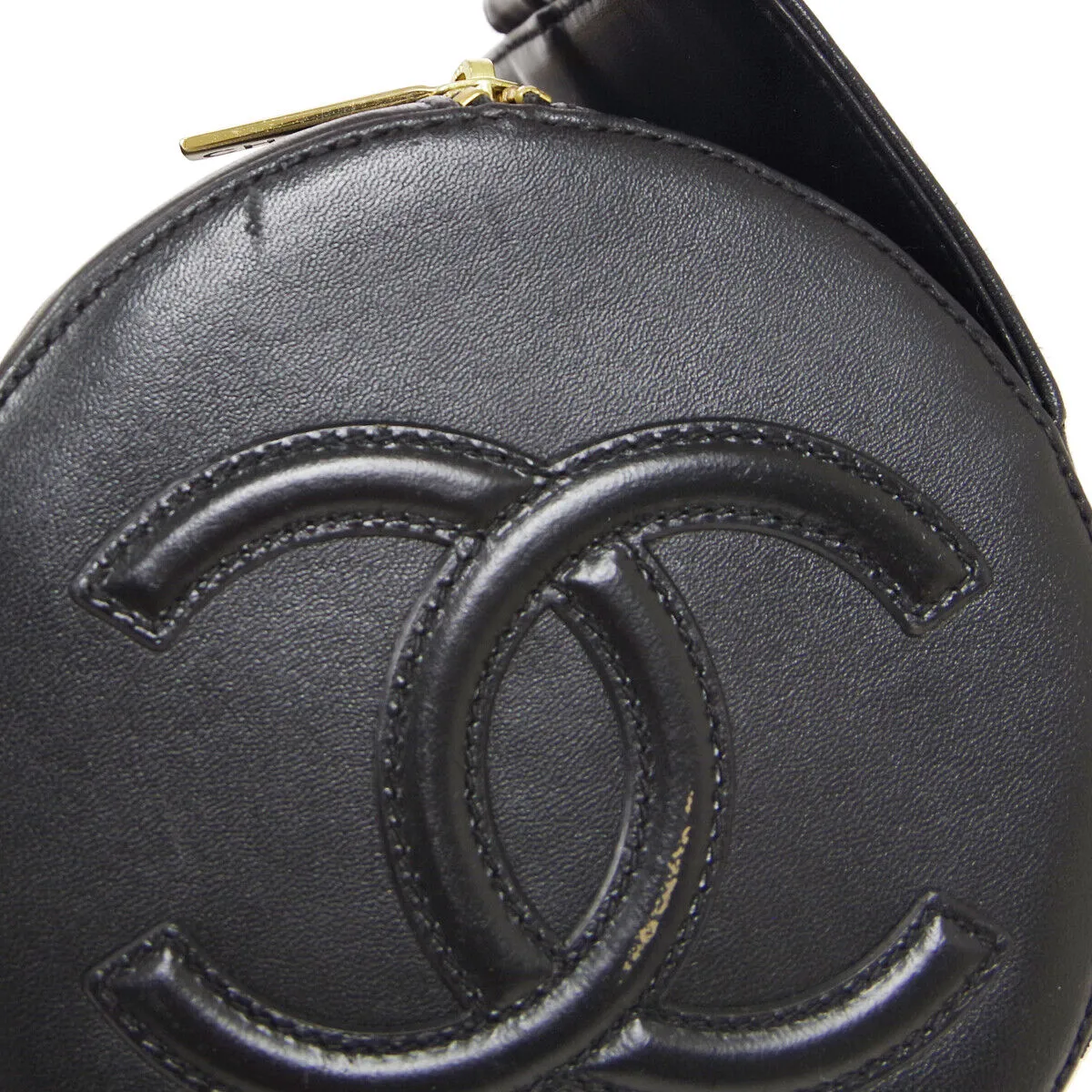 CHANEL Choco Bar CC Logos Handbag 7276265 Purse Black Leather  38685