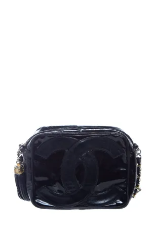 Chanel Vintage 1986/88 Black Patent Leather CC Camera Handbag
