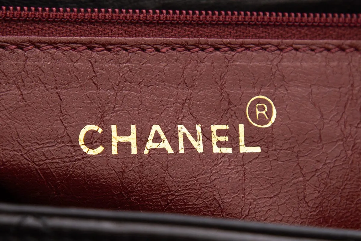 Chanel Vintage Black Lambskin Quilted Drawstring Backpack