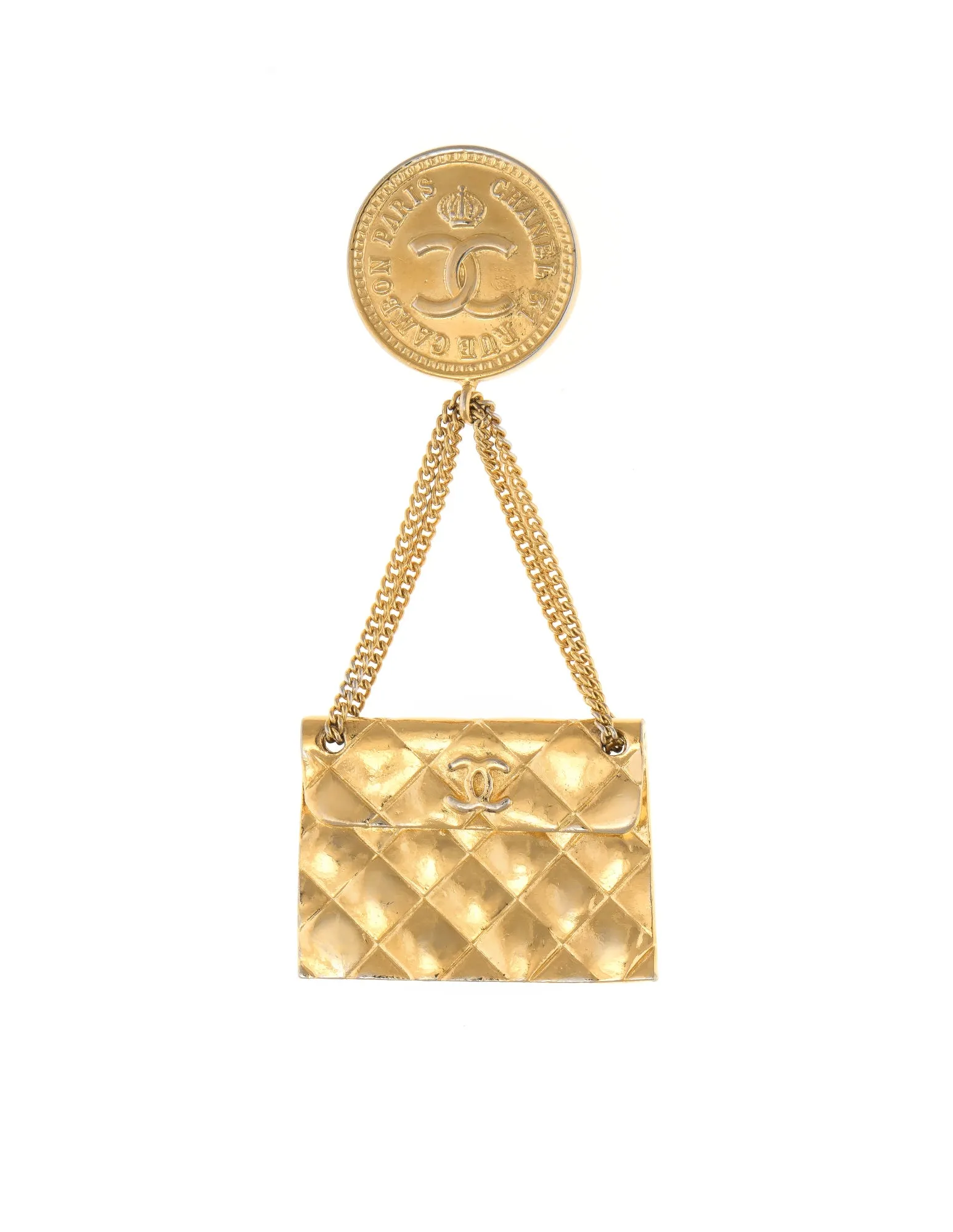 Chanel Vintage Brooch Quilted Handbag Circa 1980s 31 Rue Cambon