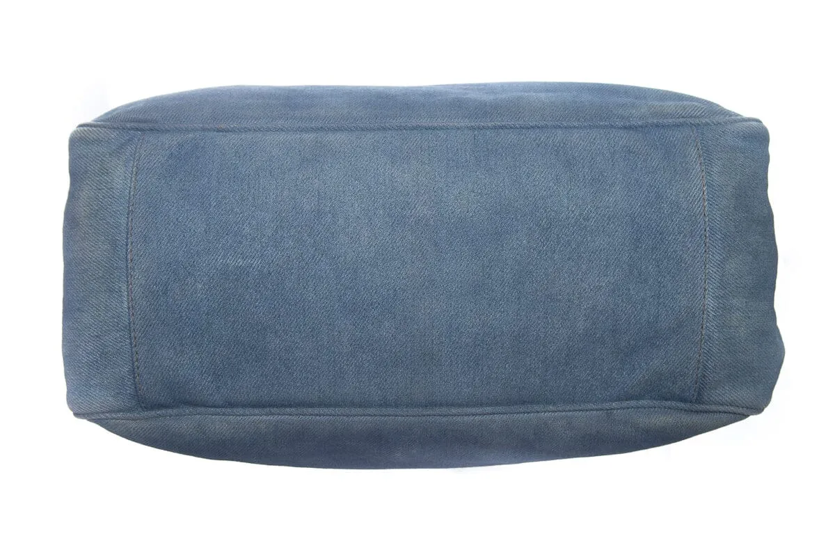 Chanel Vintage Denim Tortoise Handle Handbag Tote