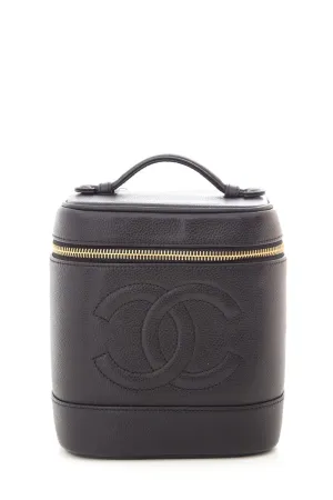 Chanel Vnitage 1996/97 Black Caviar Coco Mark Vertical Vanity Bag