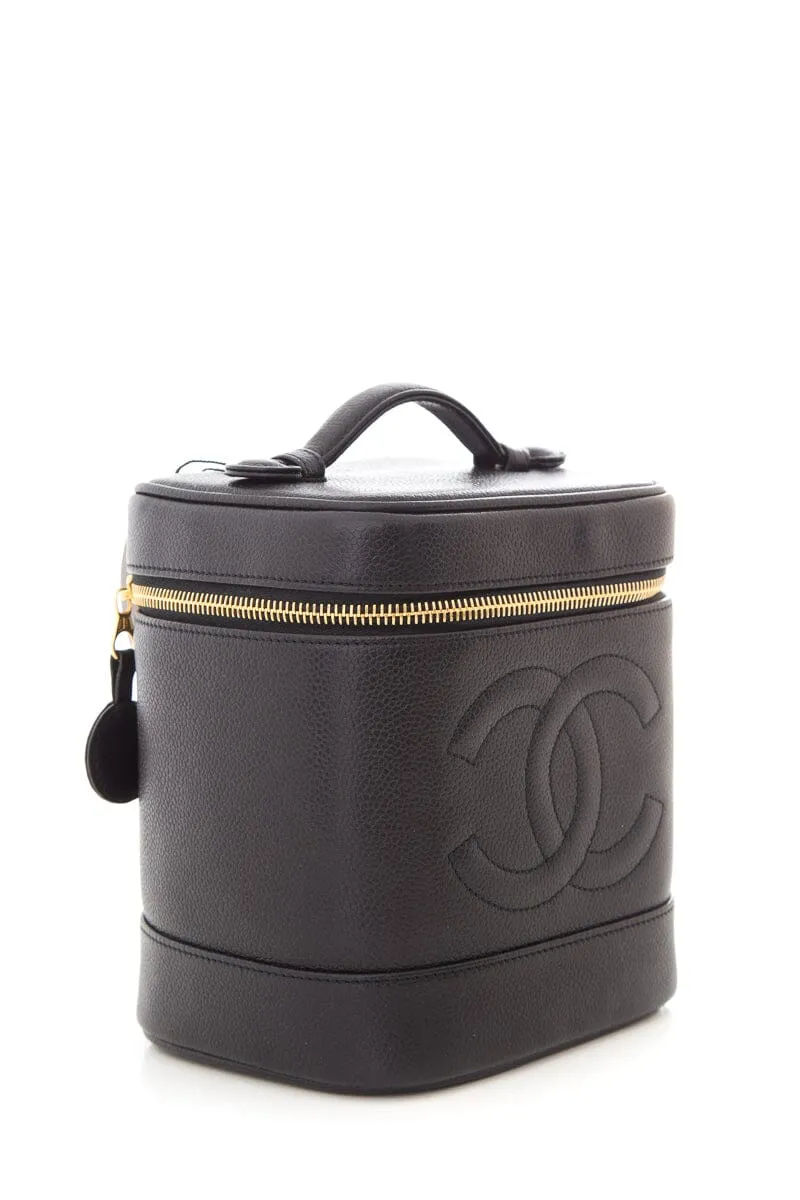 Chanel Vnitage 1996/97 Black Caviar Coco Mark Vertical Vanity Bag