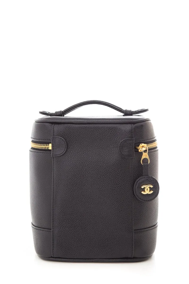 Chanel Vnitage 1996/97 Black Caviar Coco Mark Vertical Vanity Bag