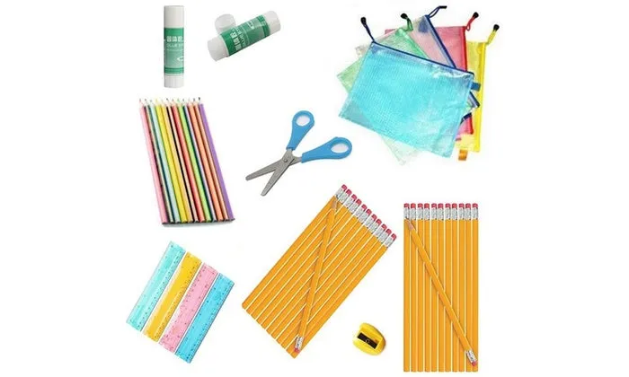 Chevron Backpack & School Supply Bundle - Black, Blue, Green or Pink