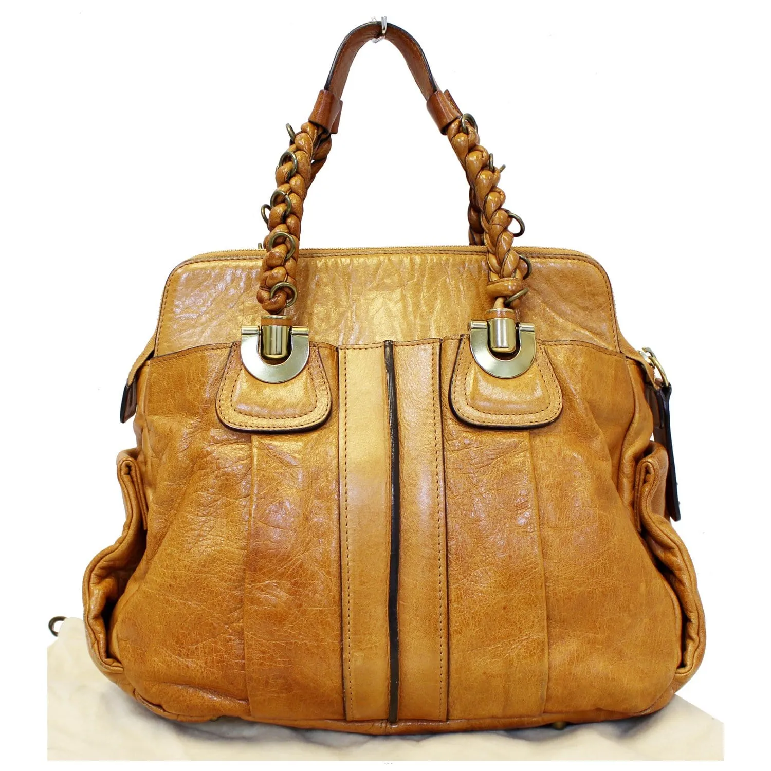 CHLOE Heloise Large Shoulder Handbag Brown Tan